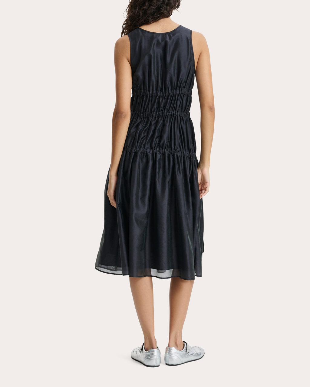 Fara Hybrid Organza Gathered Midi Dress