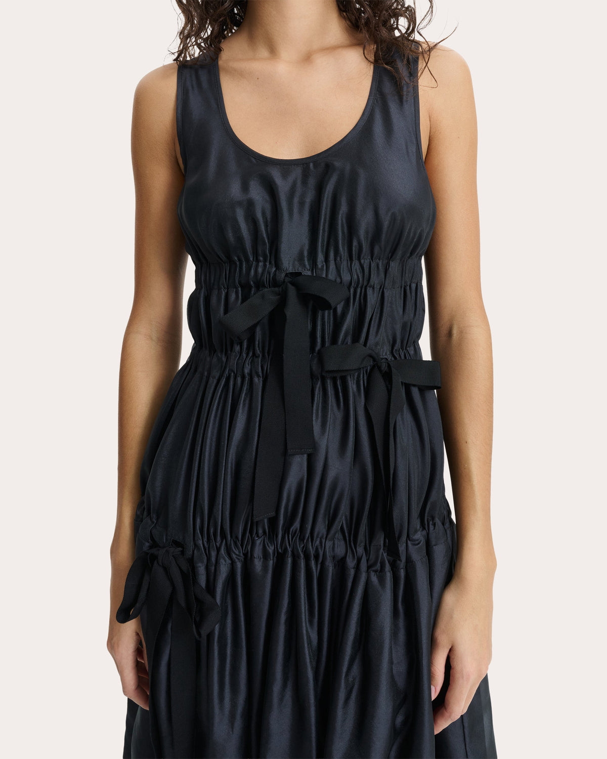 Fara Hybrid Organza Gathered Midi Dress