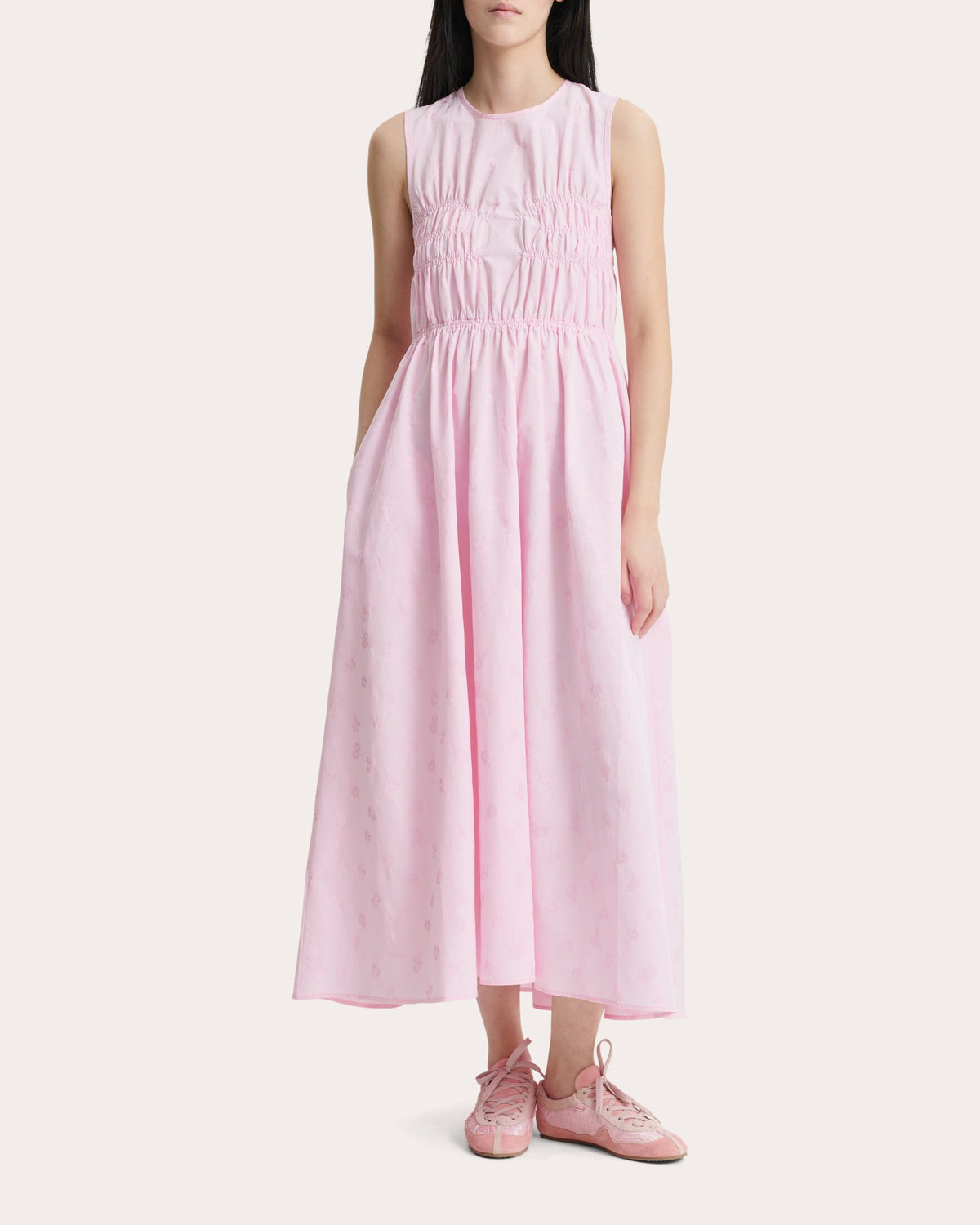Christy Ditsy Bellis Shirred Midi Dress