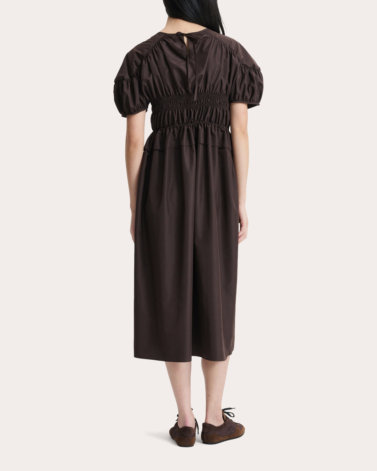 Betsy Faille Ruched Bustier Midi Dress