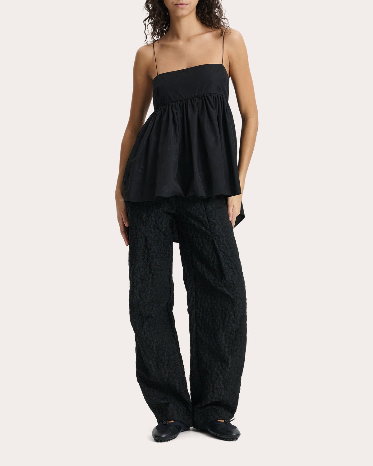 Veronica Ditsy Bellis Jacquard Babydoll Top