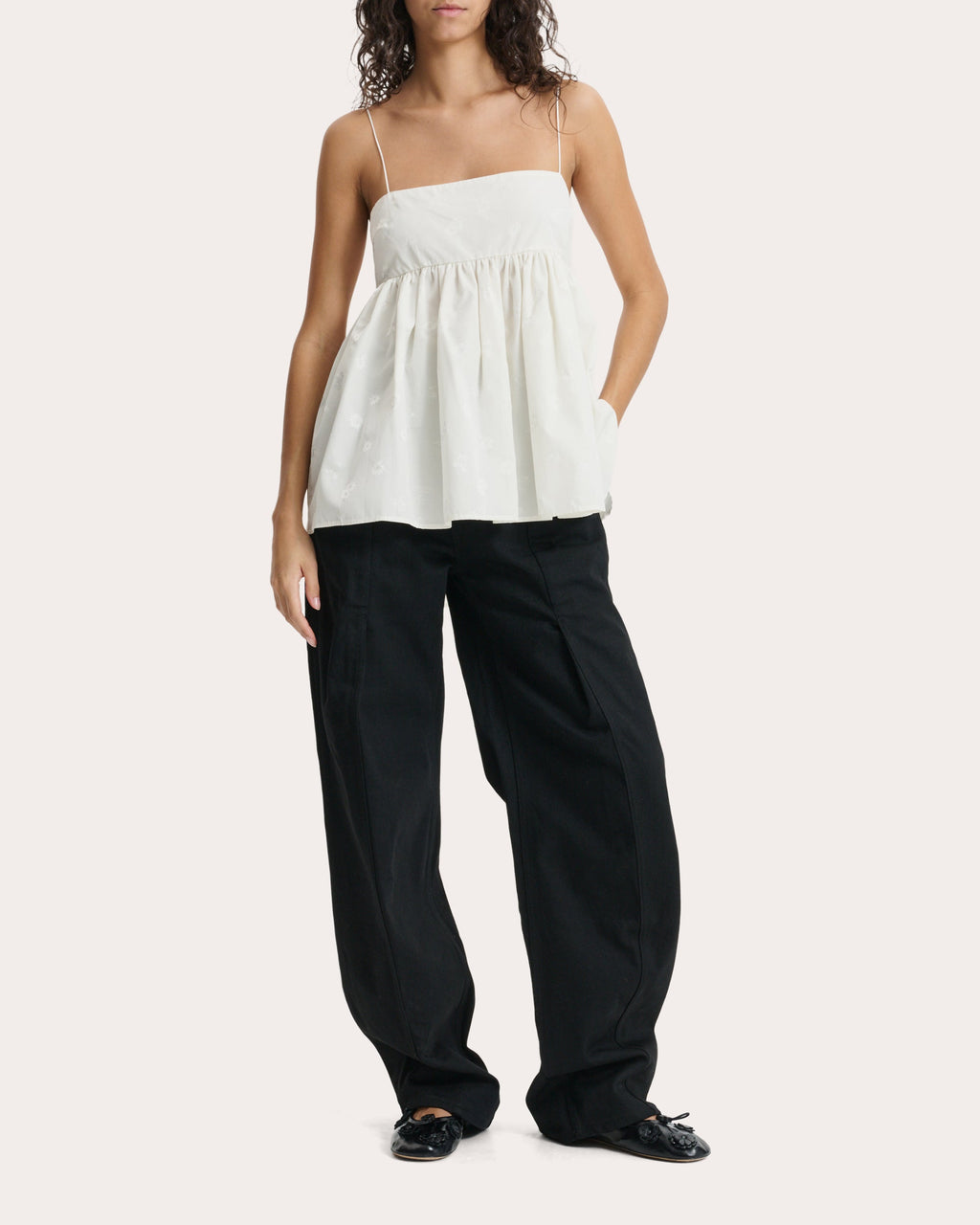 Veronica Ditsy Bellis Jacquard Babydoll Top