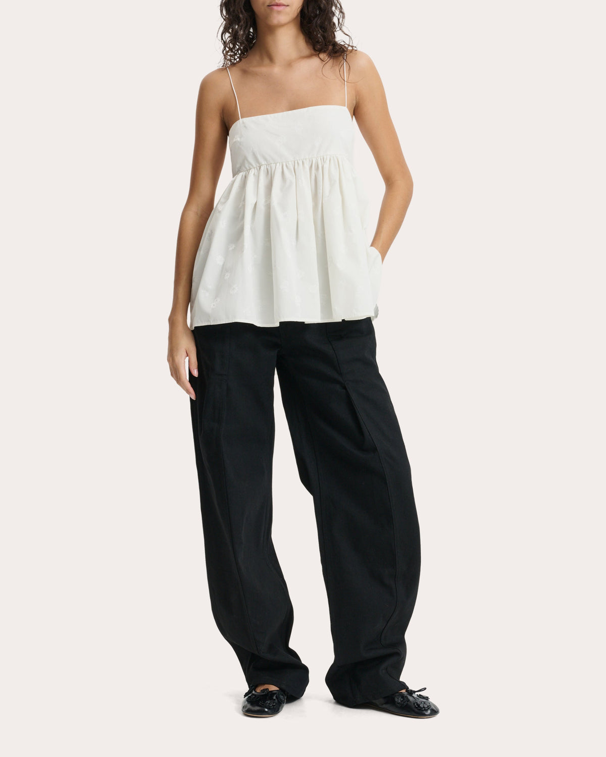 Veronica Ditsy Bellis Jacquard Babydoll Top