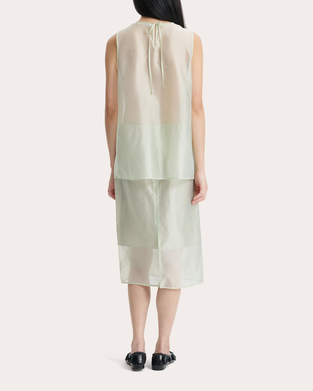 Alba Sheer Embroidered Organza Sleeveless Top