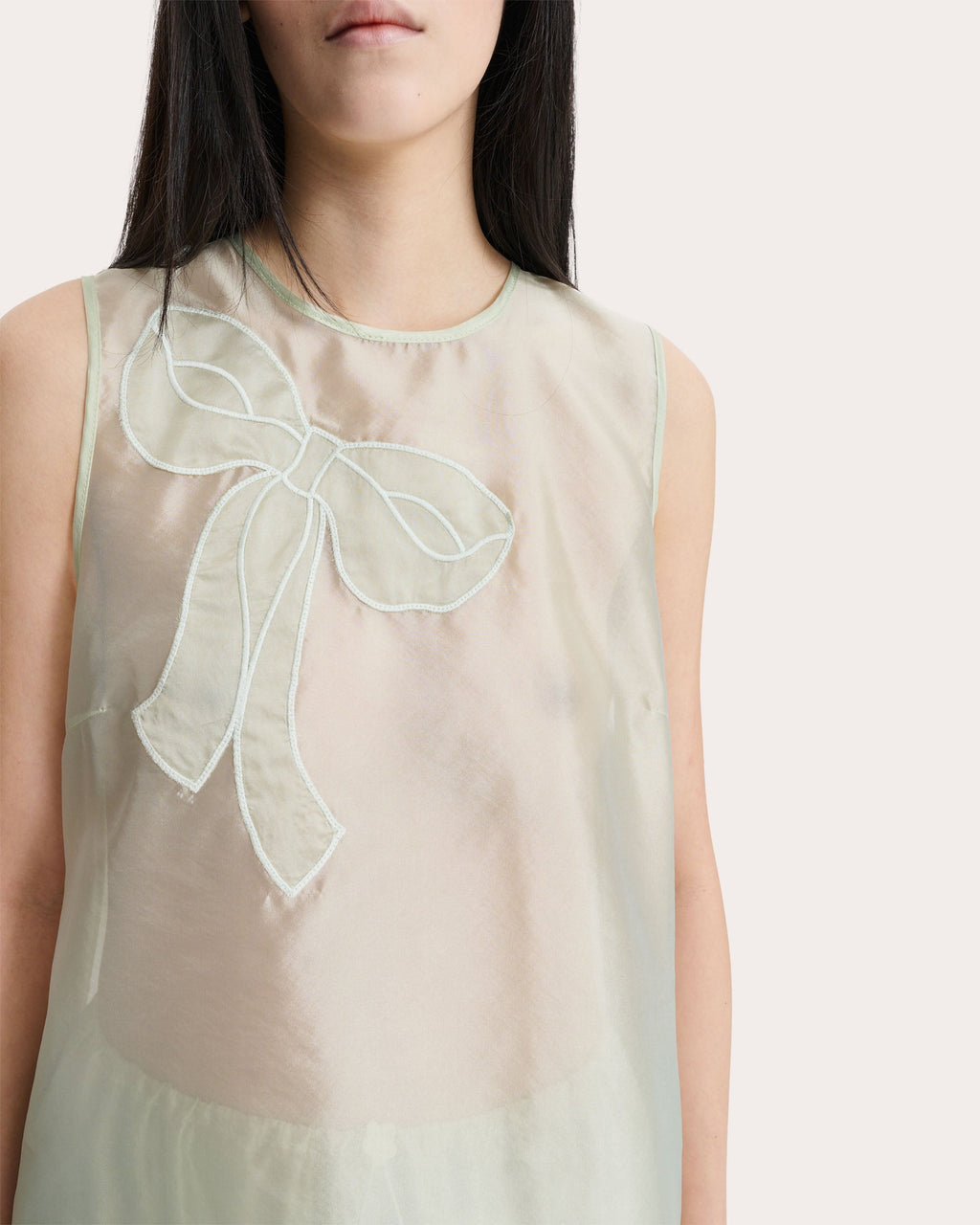 Alba Sheer Embroidered Organza Sleeveless Top