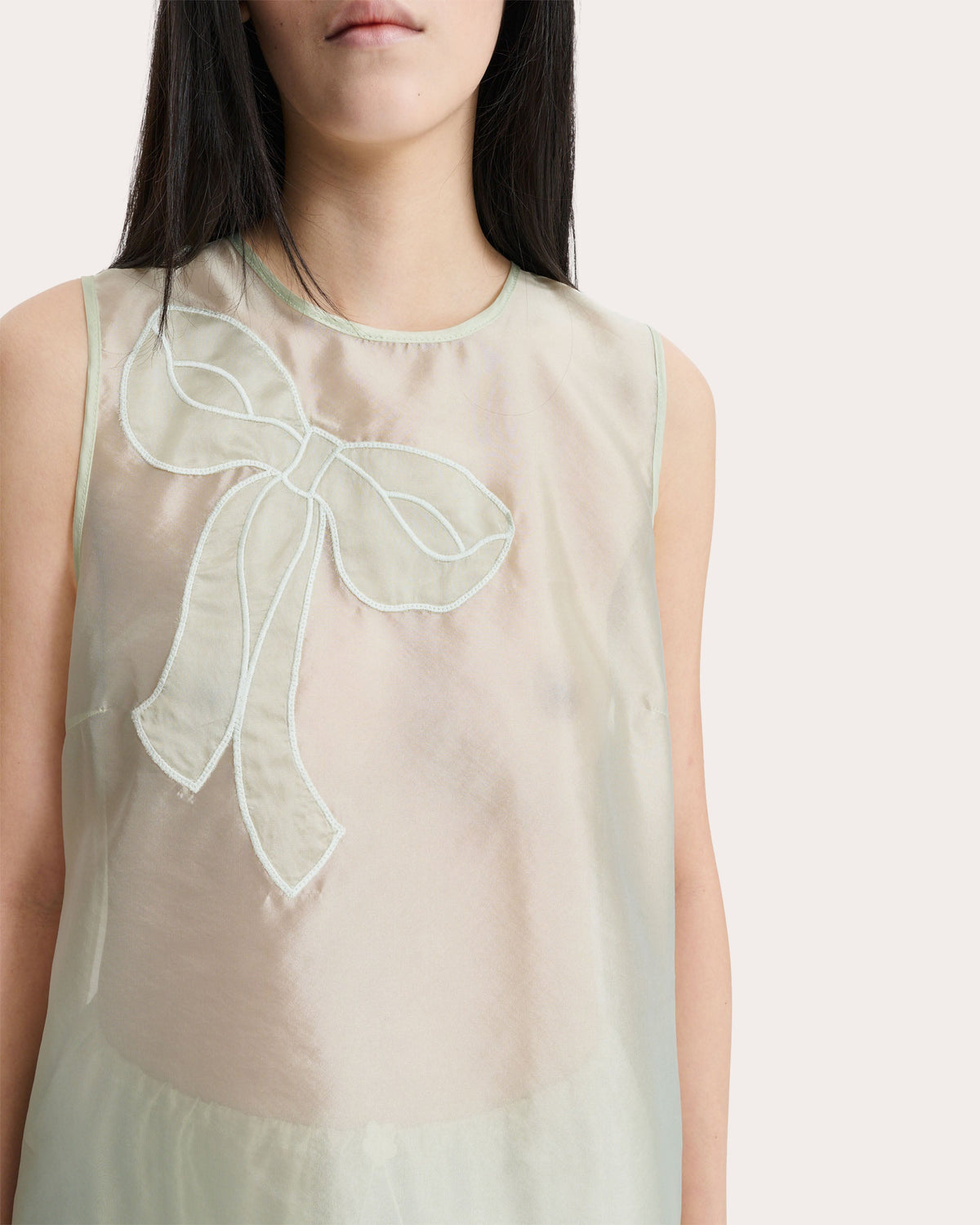 Alba Sheer Embroidered Organza Sleeveless Top