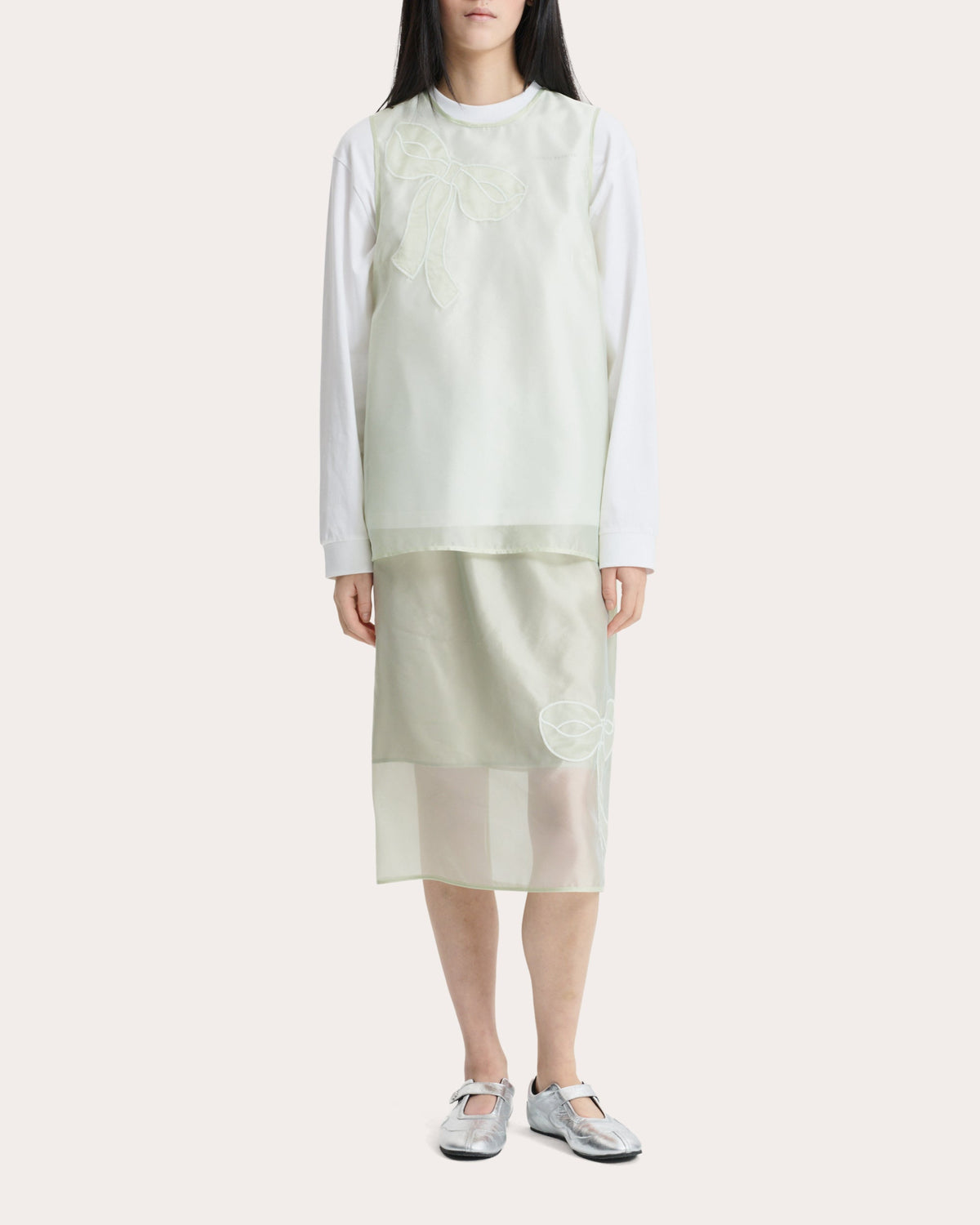 Alba Sheer Embroidered Organza Sleeveless Top