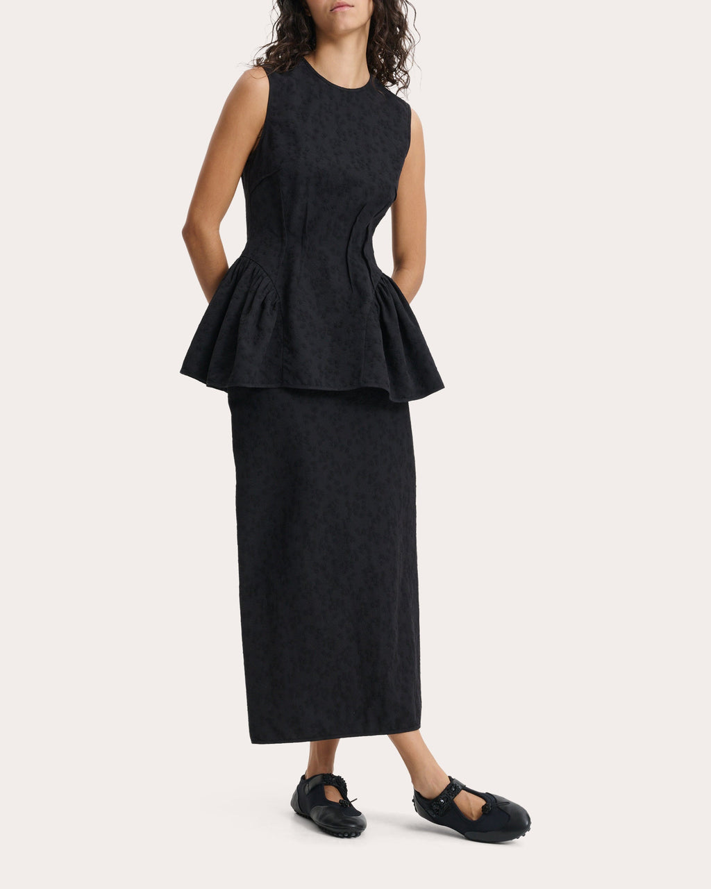 Daimi Eira Matelassé Boned Peplum Top