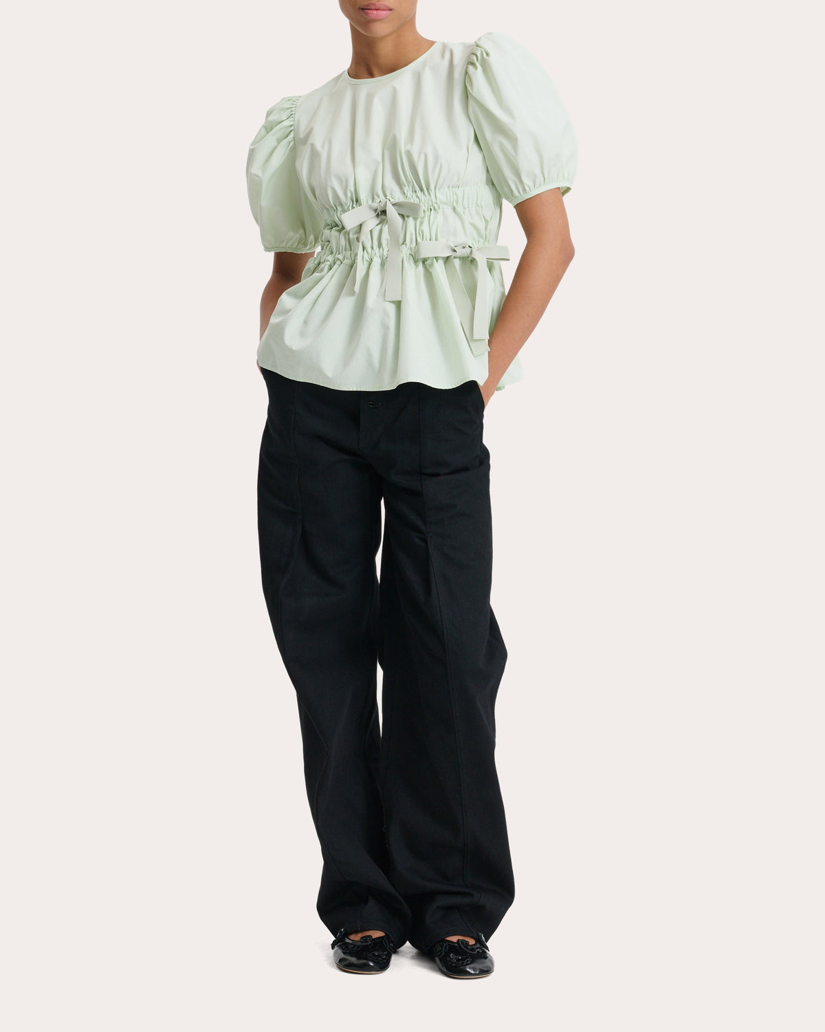 Freya Poplin Gathered Peplum Top