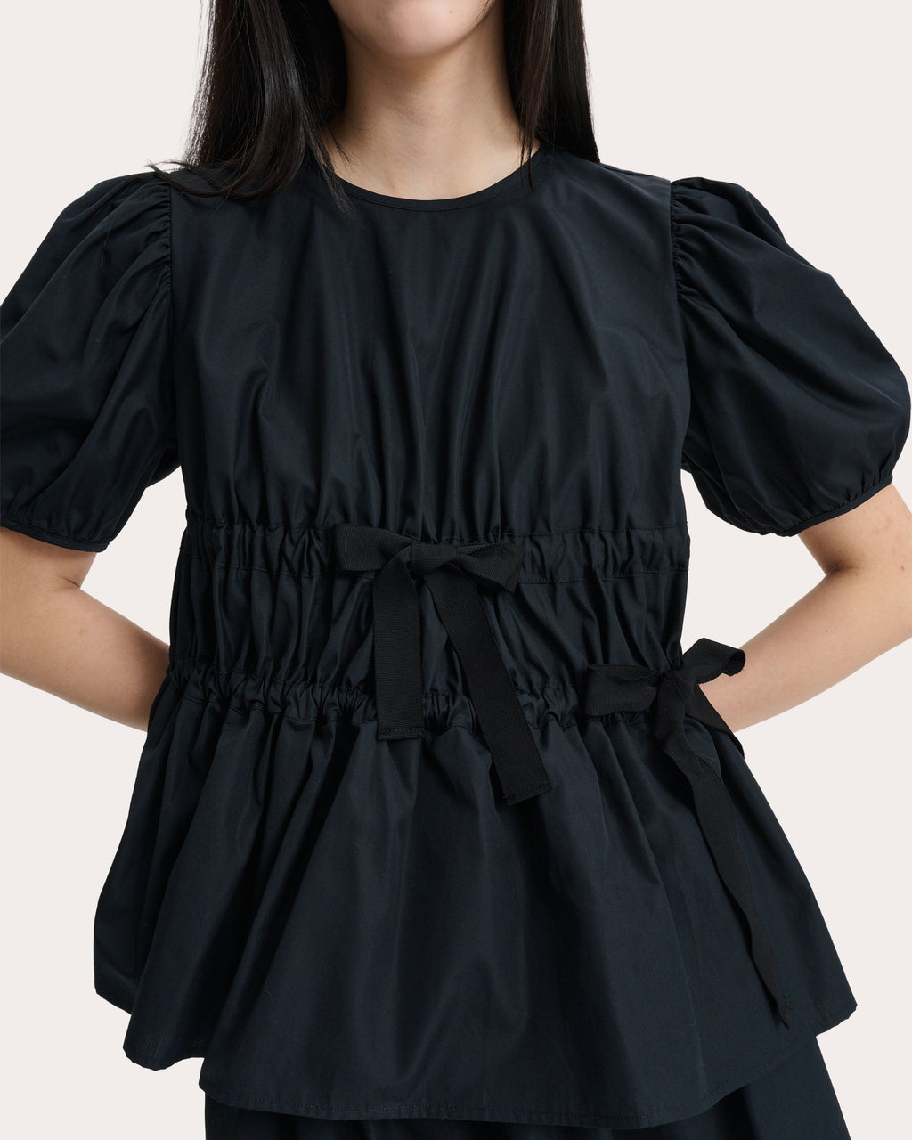 Freya Poplin Gathered Peplum Top