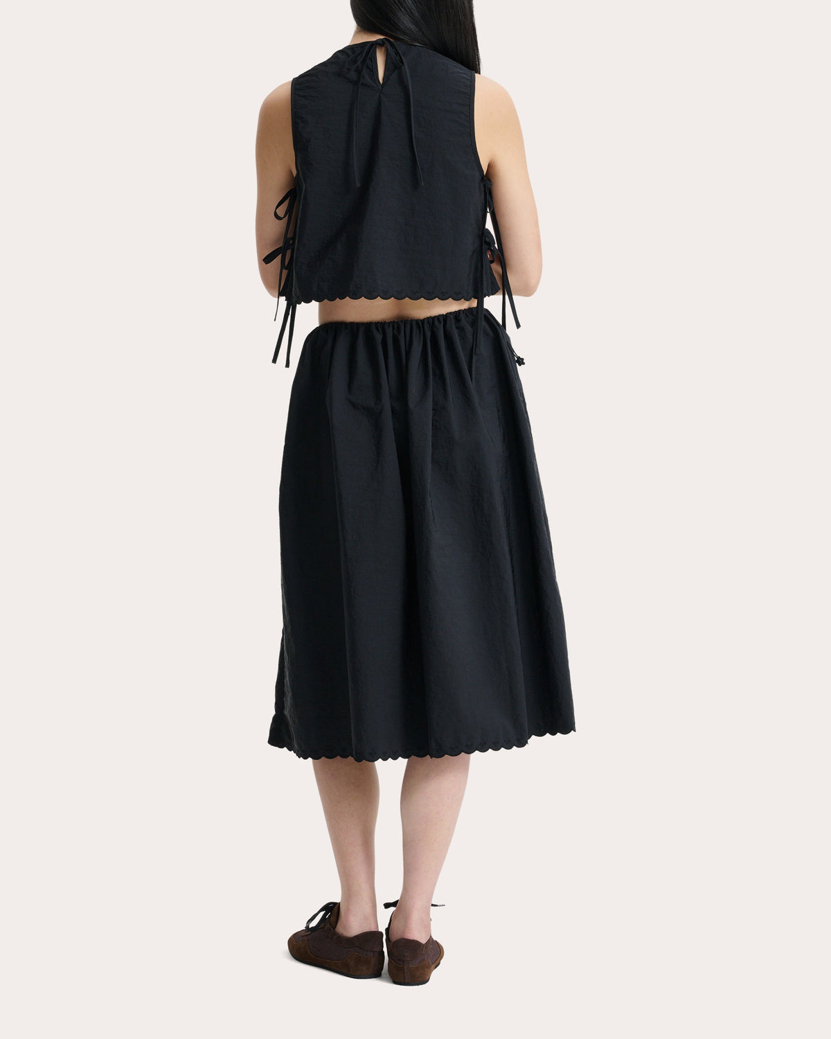 Feeba Embroidered Taffeta Bow Crop Top