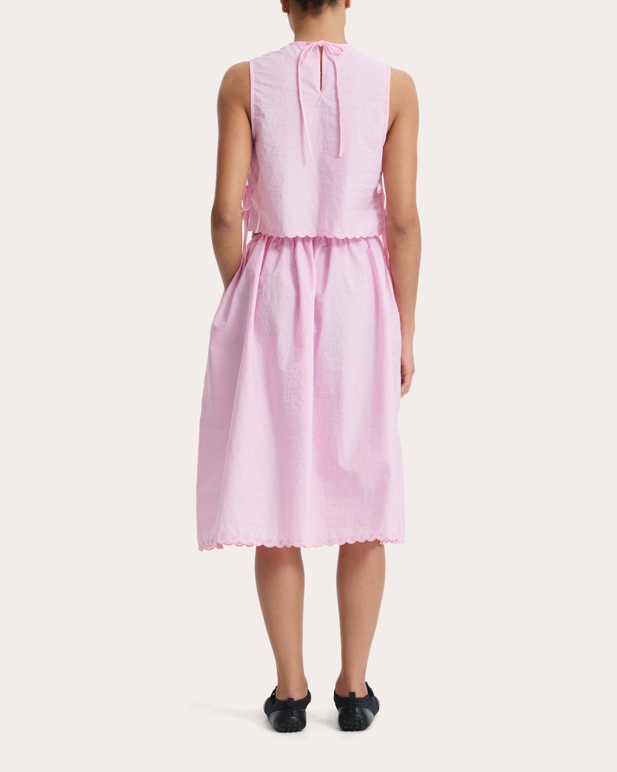 Feeba Embroidered Taffeta Bow Crop Top