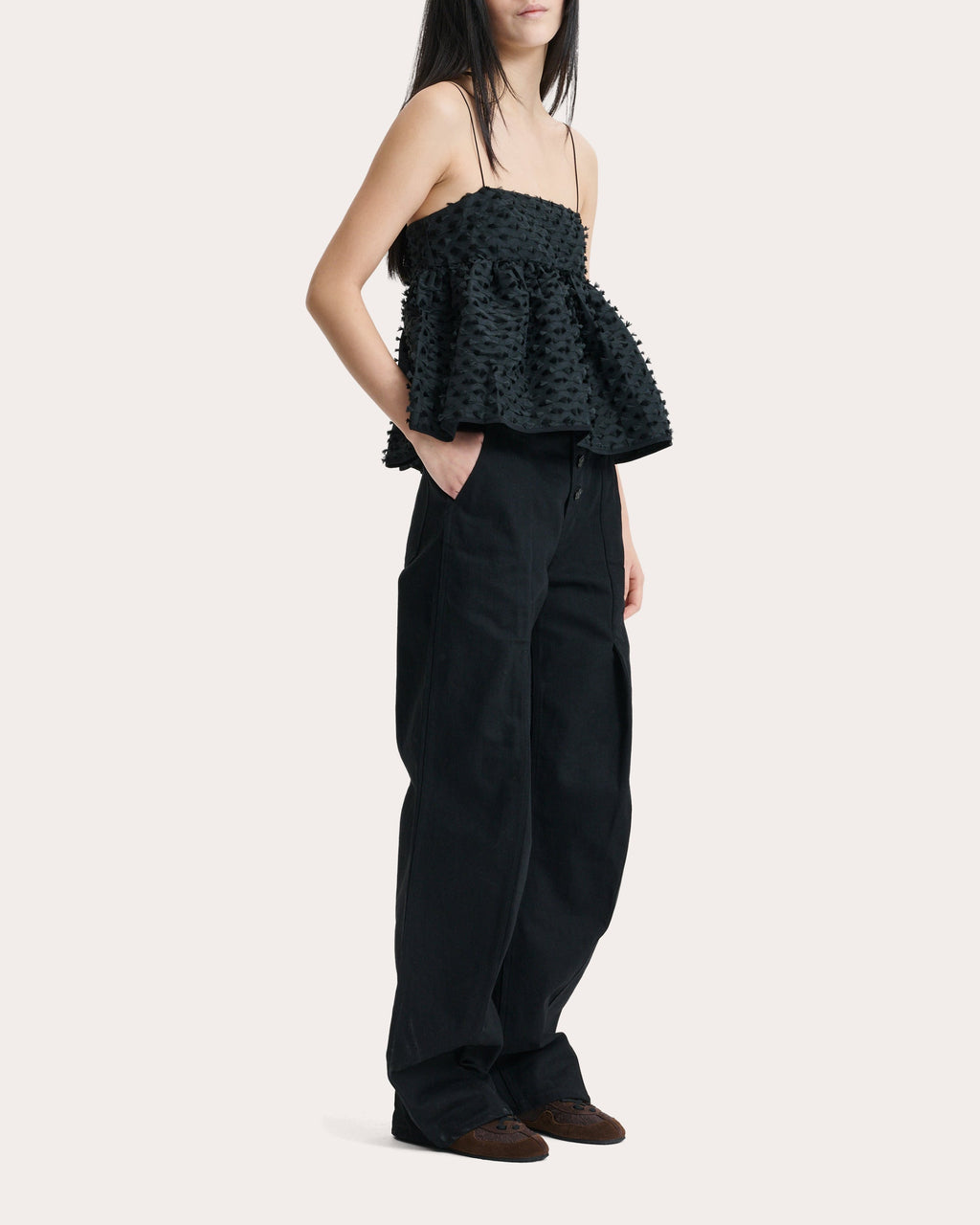Babette Fiamma Fil-Coupé Peplum Top