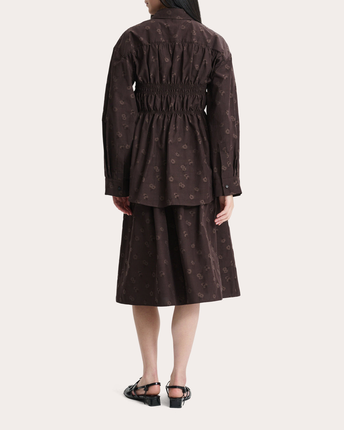 Braxton Ditsy Bellis Jacquard Ruched Shirt