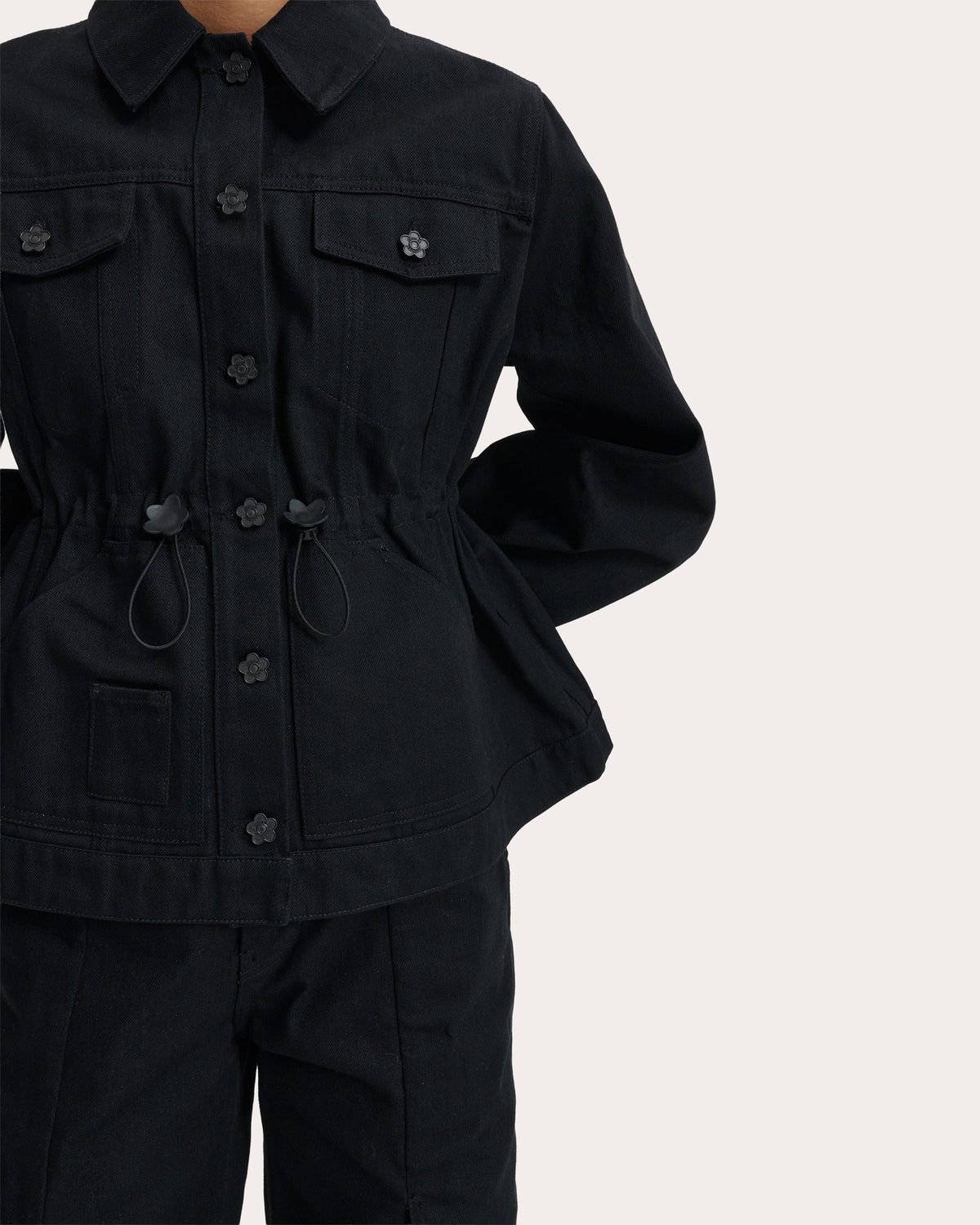 Candida Drawcord Peplum Denim Jacket