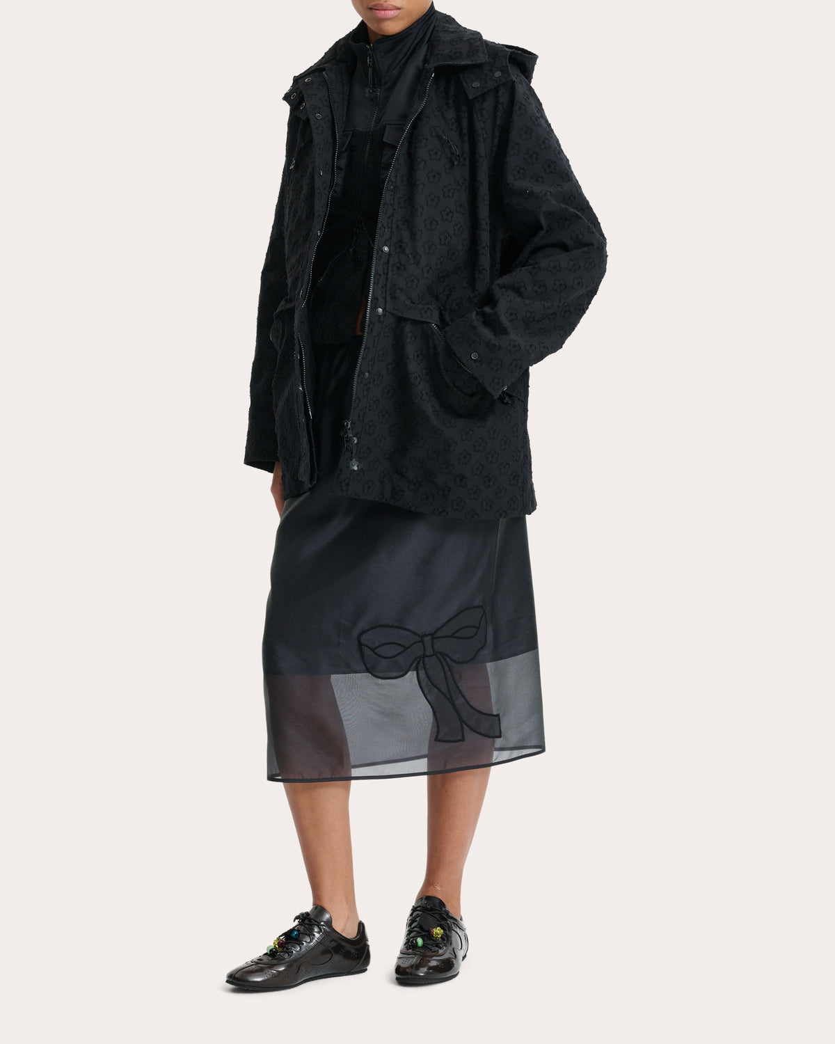 Bria Embroidered Organza Midi Skirt