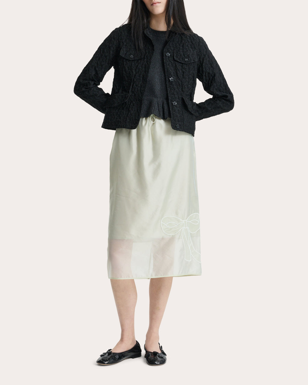 Bria Embroidered Organza Midi Skirt