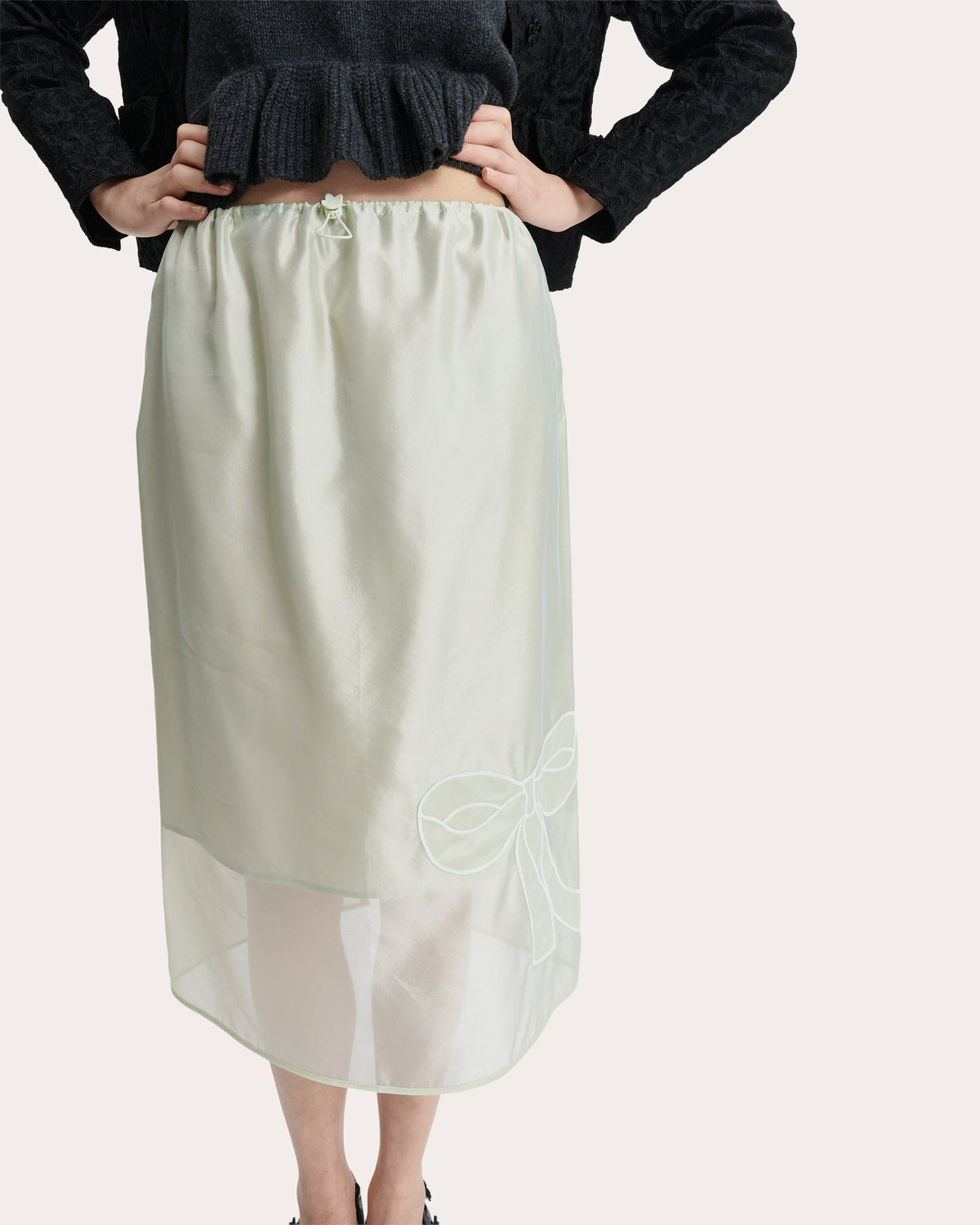 Bria Embroidered Organza Midi Skirt