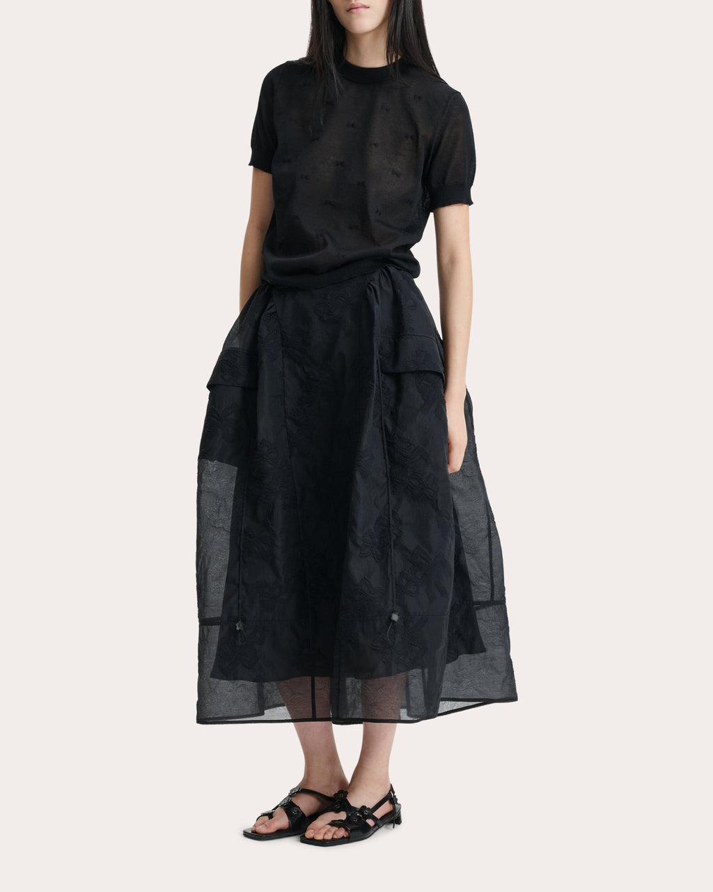 Fuana Papillon Matelassé Midi Skirt