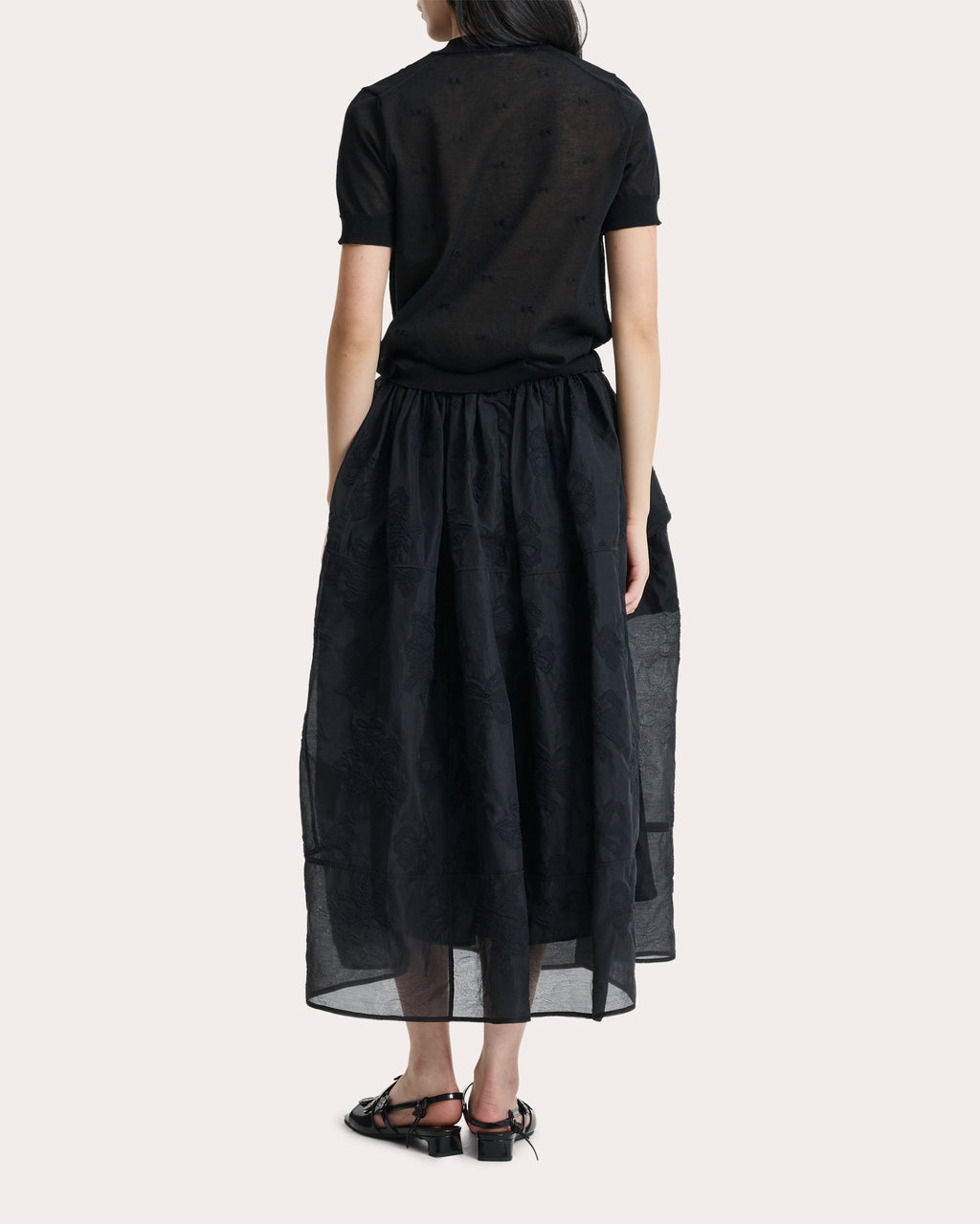 Fuana Papillon Matelassé Midi Skirt