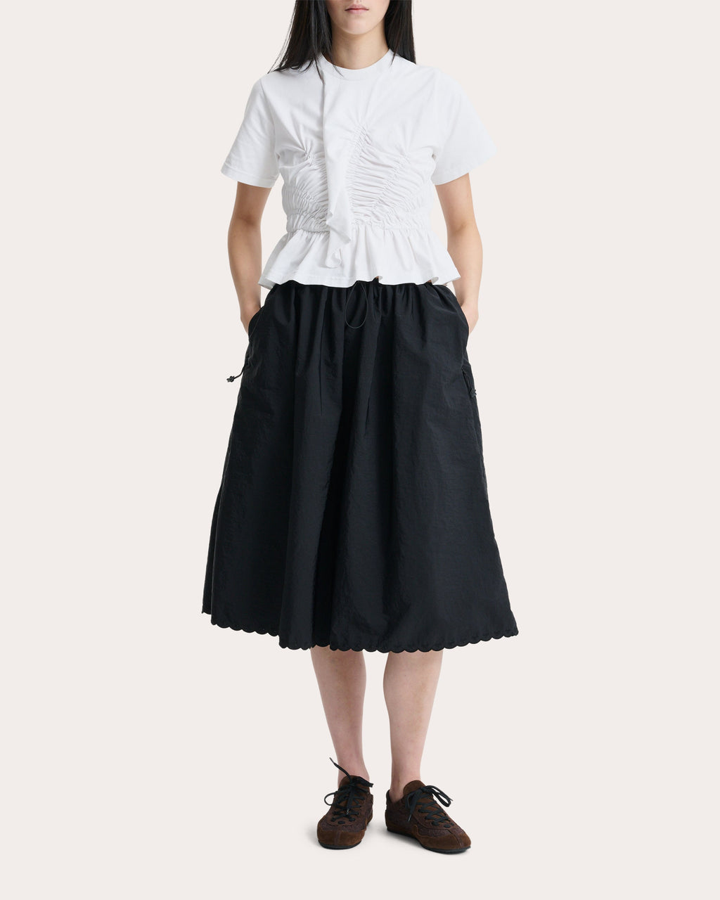 Ace Jersey Shirred Ruffle T-Shirt