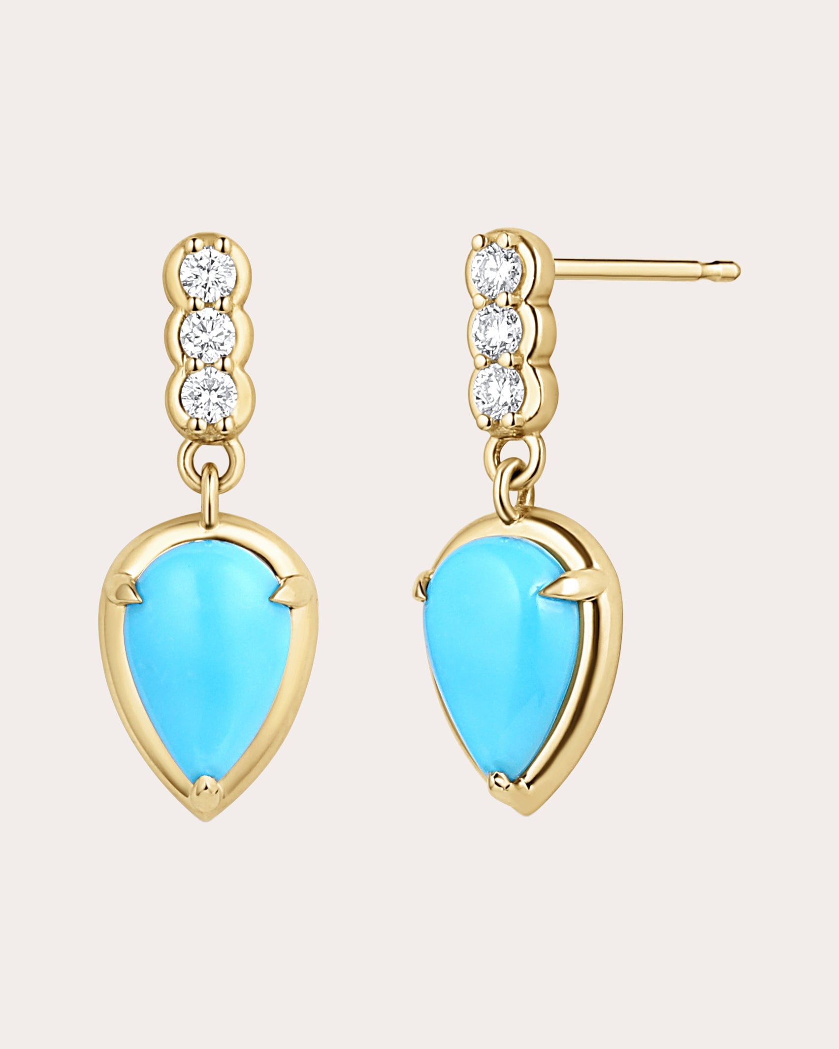 Turquoise & Diamond 14k Gold Palace Drop Earrings