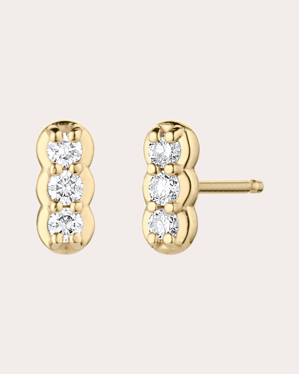 Diamond & 14k Gold Palace Trio Stud Earrings