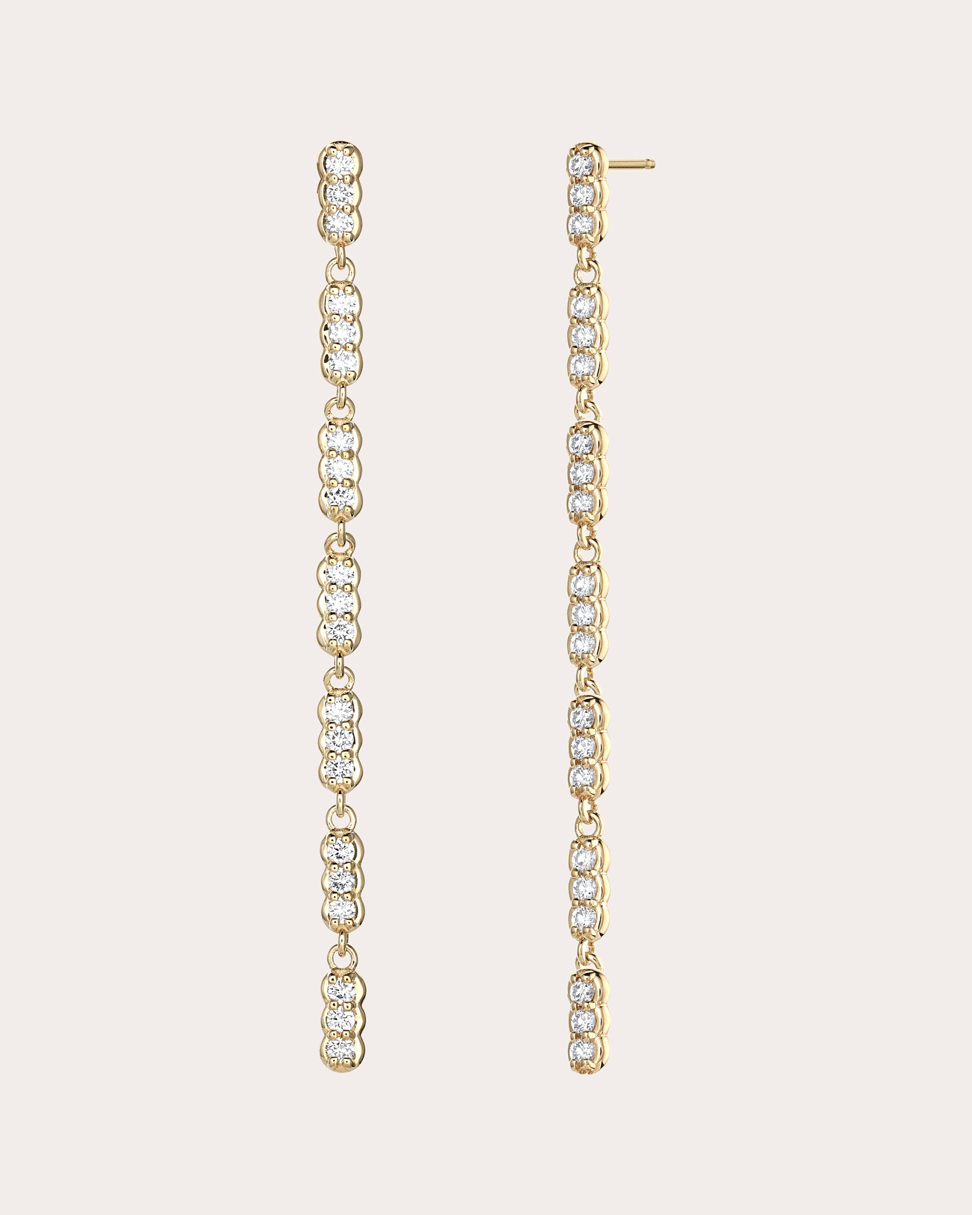 Diamond & 14k Gold Palace Line Drop Earrings