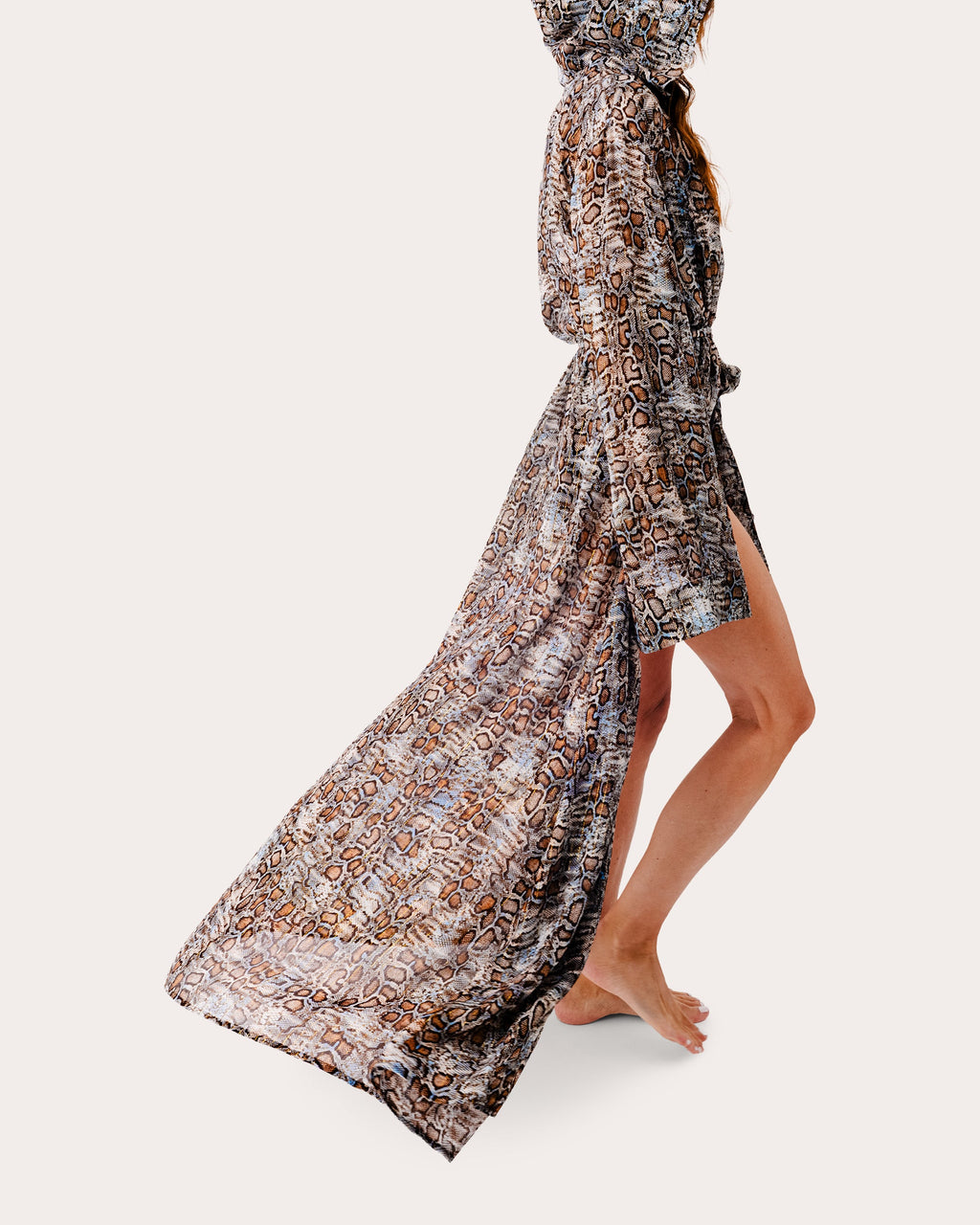 The Bondi Hooded Printed Silk-Blend Kimono