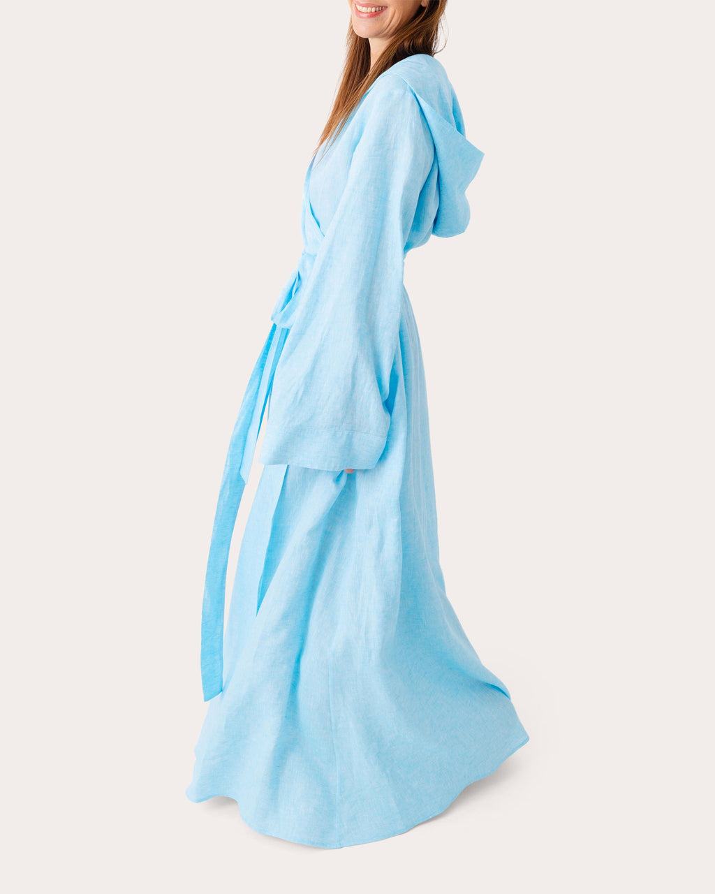 Blue Hooded Linen Kimono