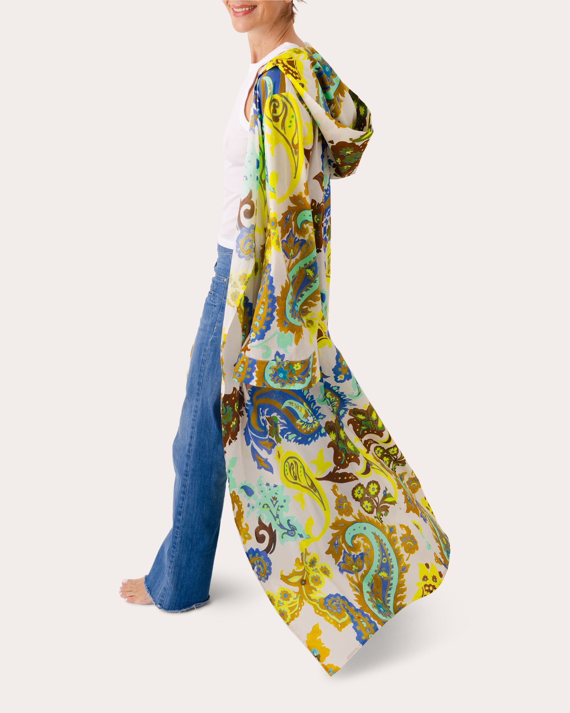 The Mumbai Hooded Printed Cotton Kimono