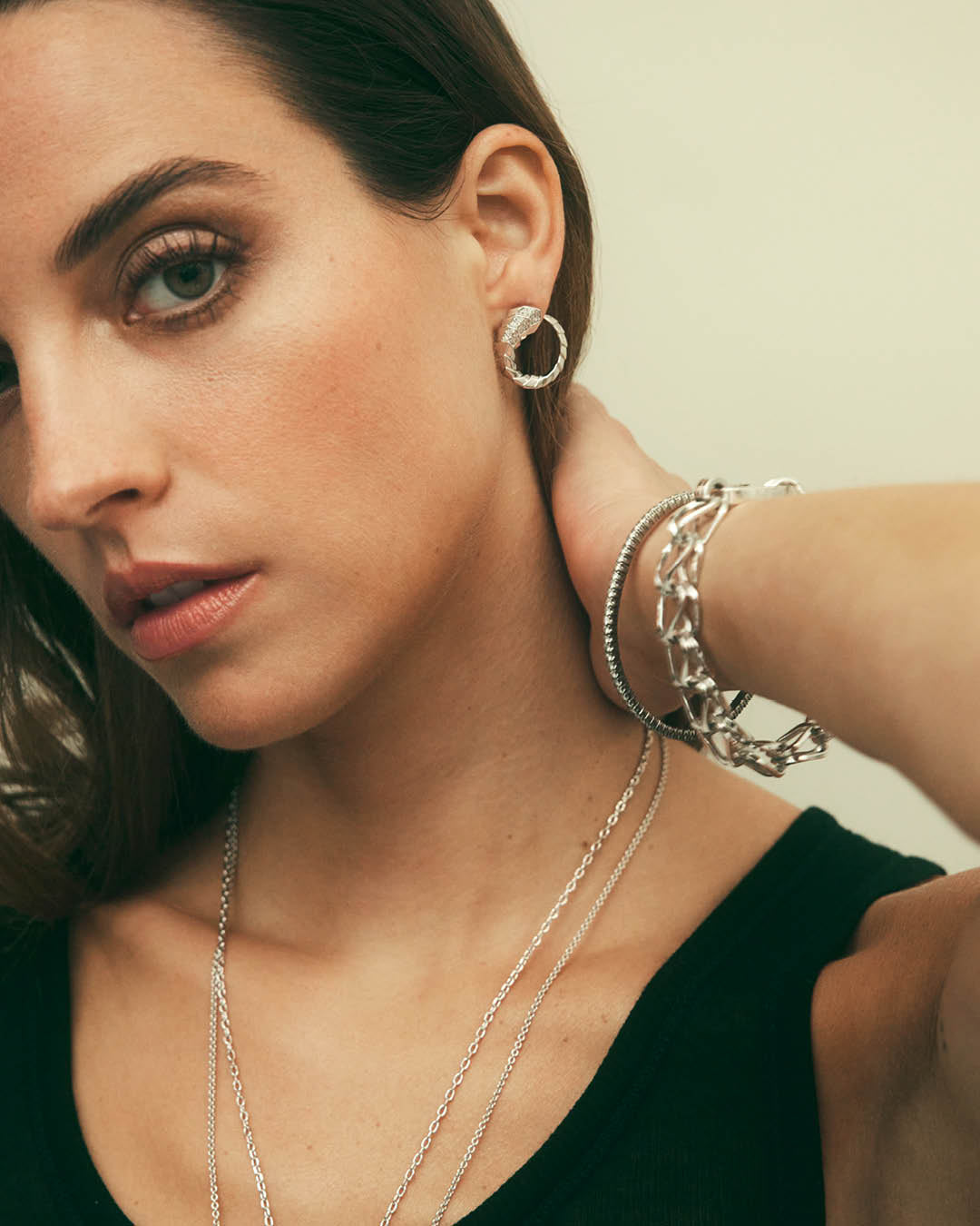 Stairway Rhodium-Plated Sterling Silver Diamond Single Earring
