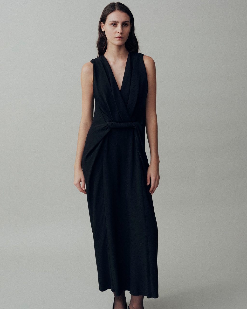 Cady Draped Twist Sleeveless Dress