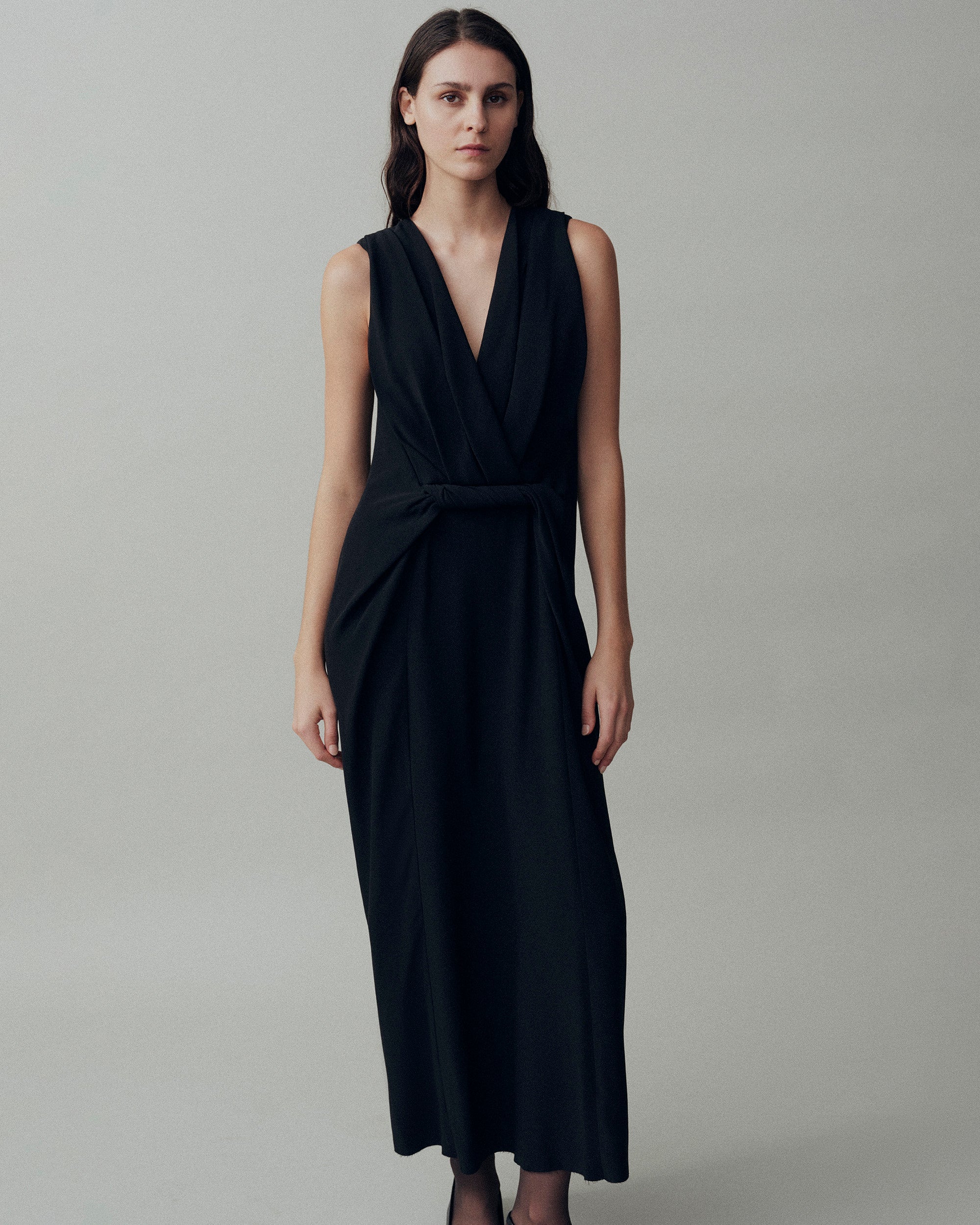 Cady Draped Twist Sleeveless Dress