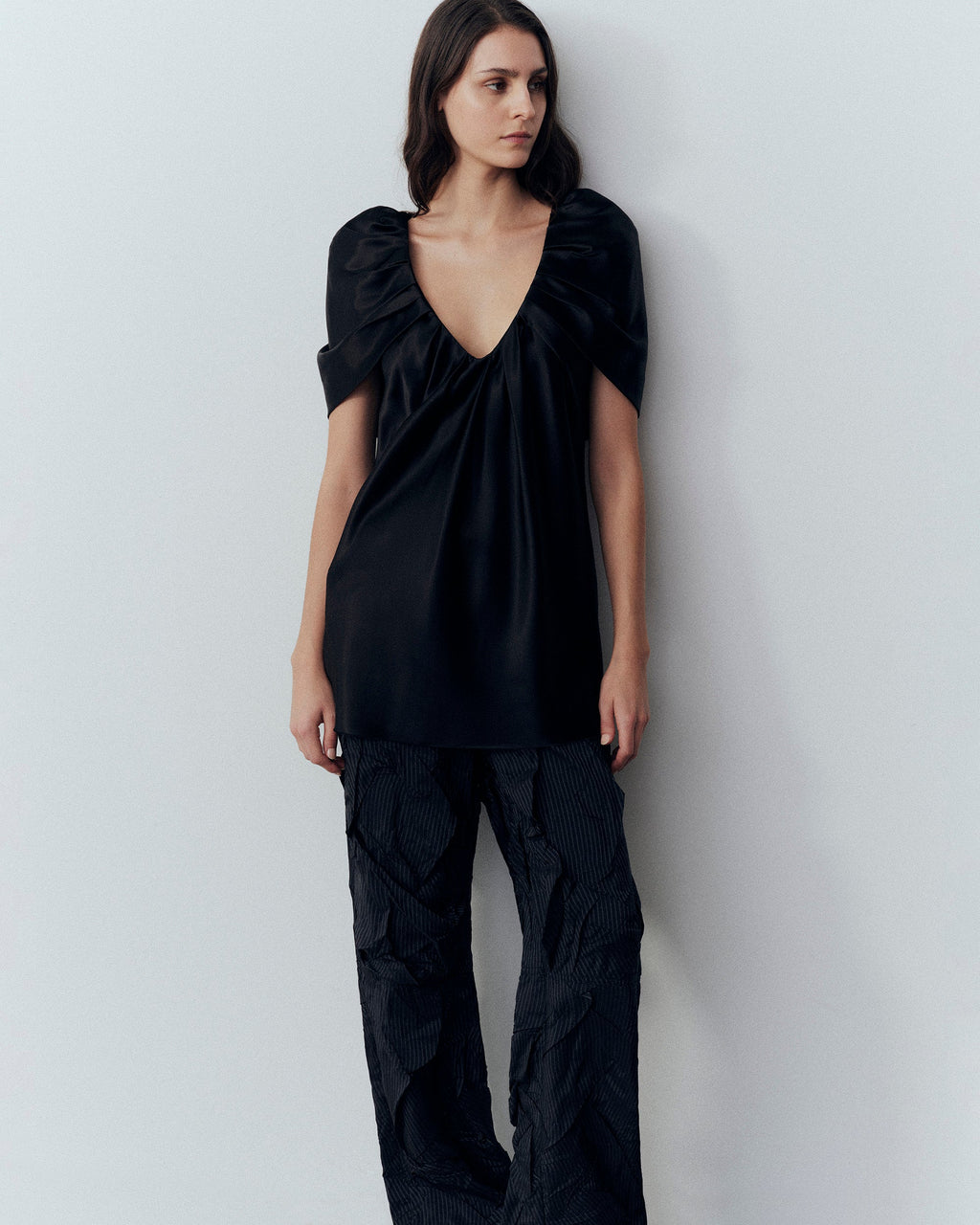 Satin Draped Cape Top