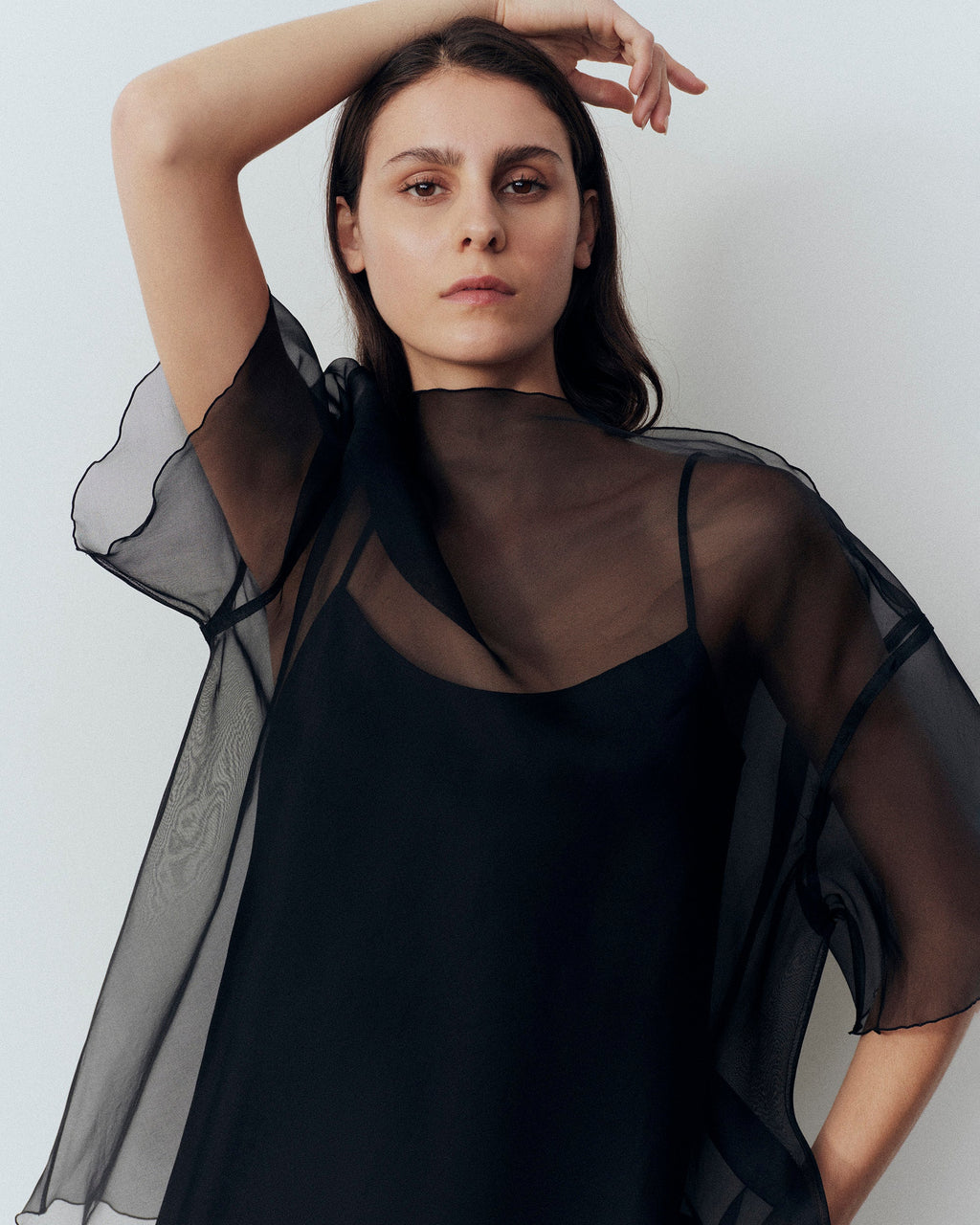 Sheer Silk Organza Scalloped Midi Dress