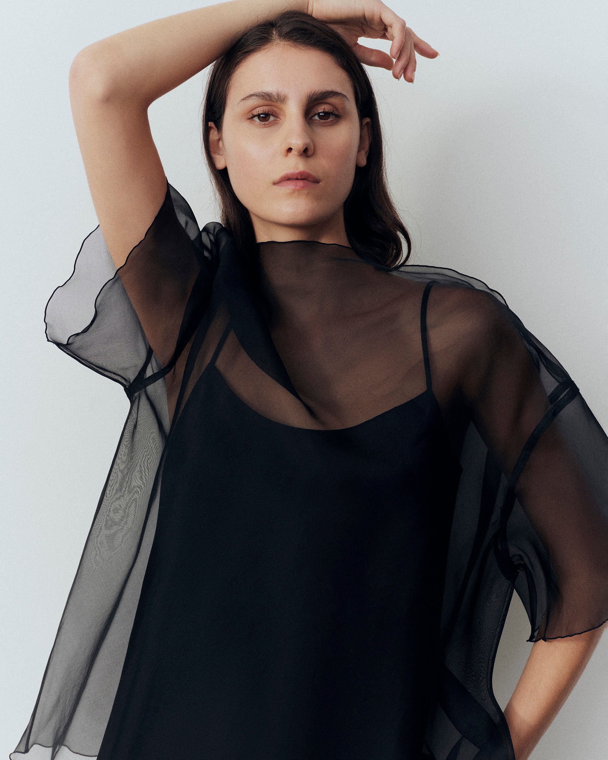 Sheer Silk Organza Scalloped Midi Dress