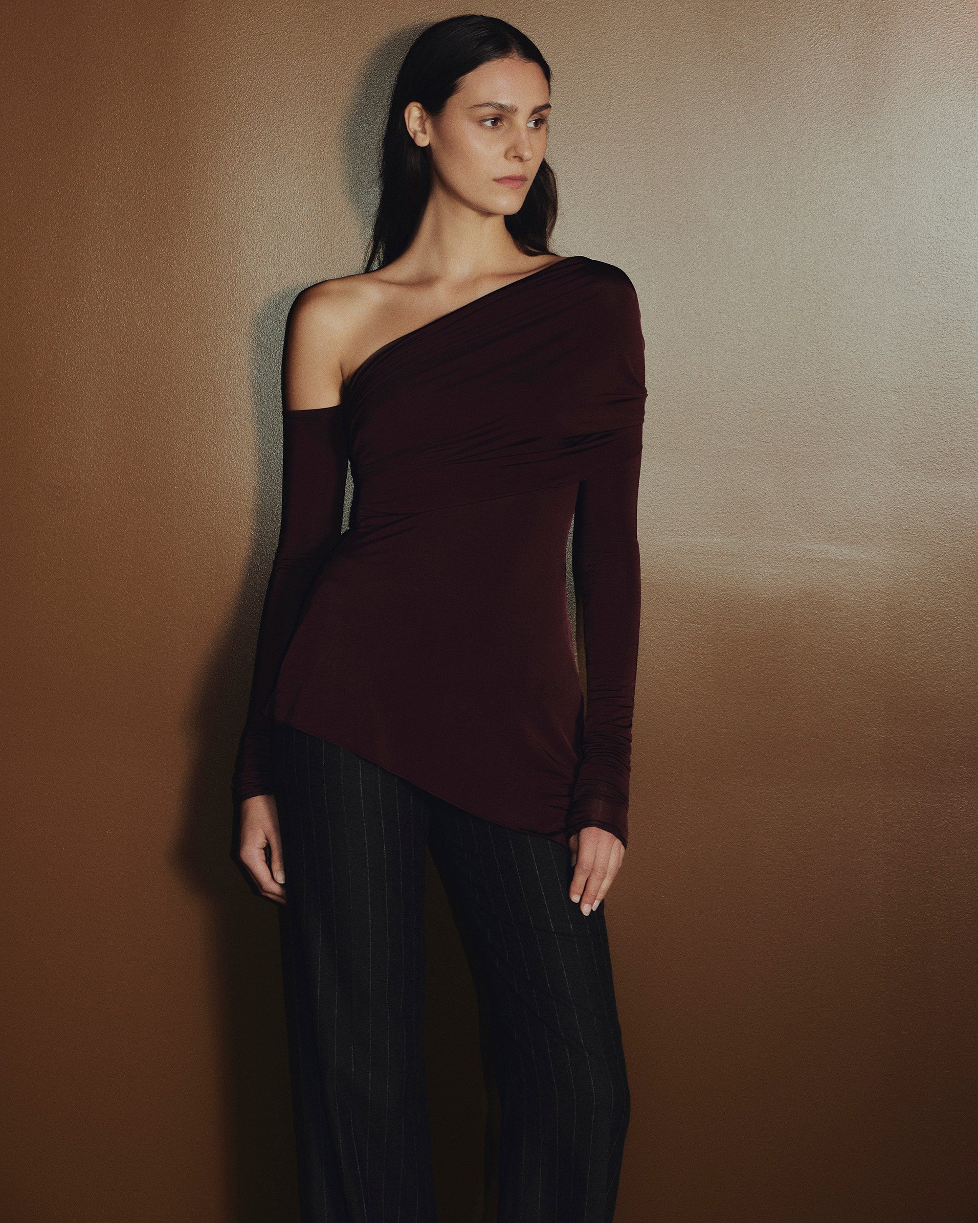 Jersey Draped Asymmetric Top