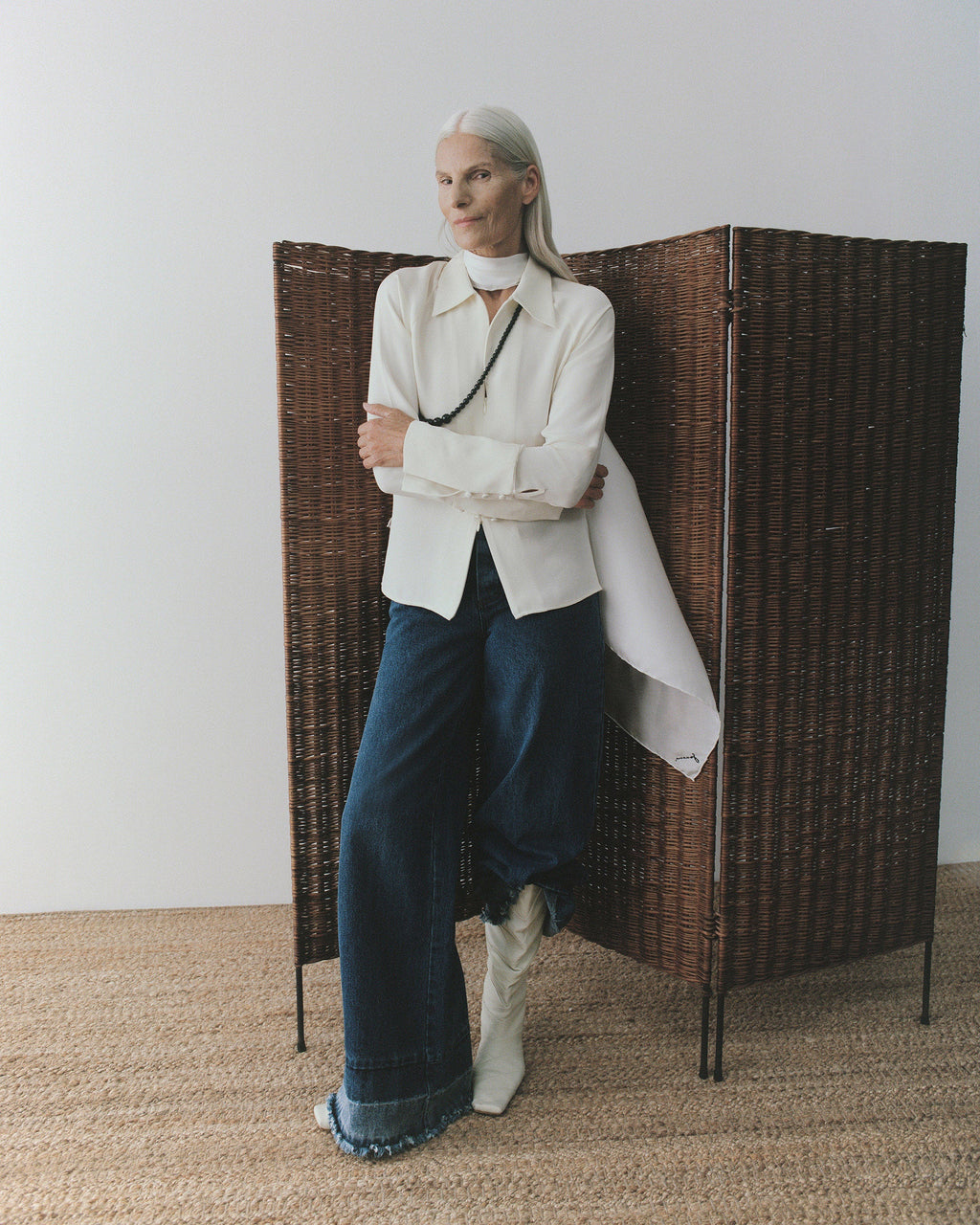 Adrianne Washed Raw-Hem Wide-Leg Jeans