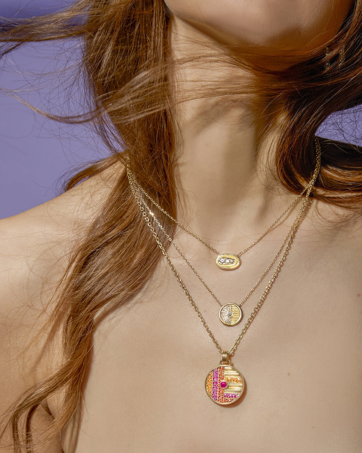 Multicolor Sapphire Found Large Disc Necklace