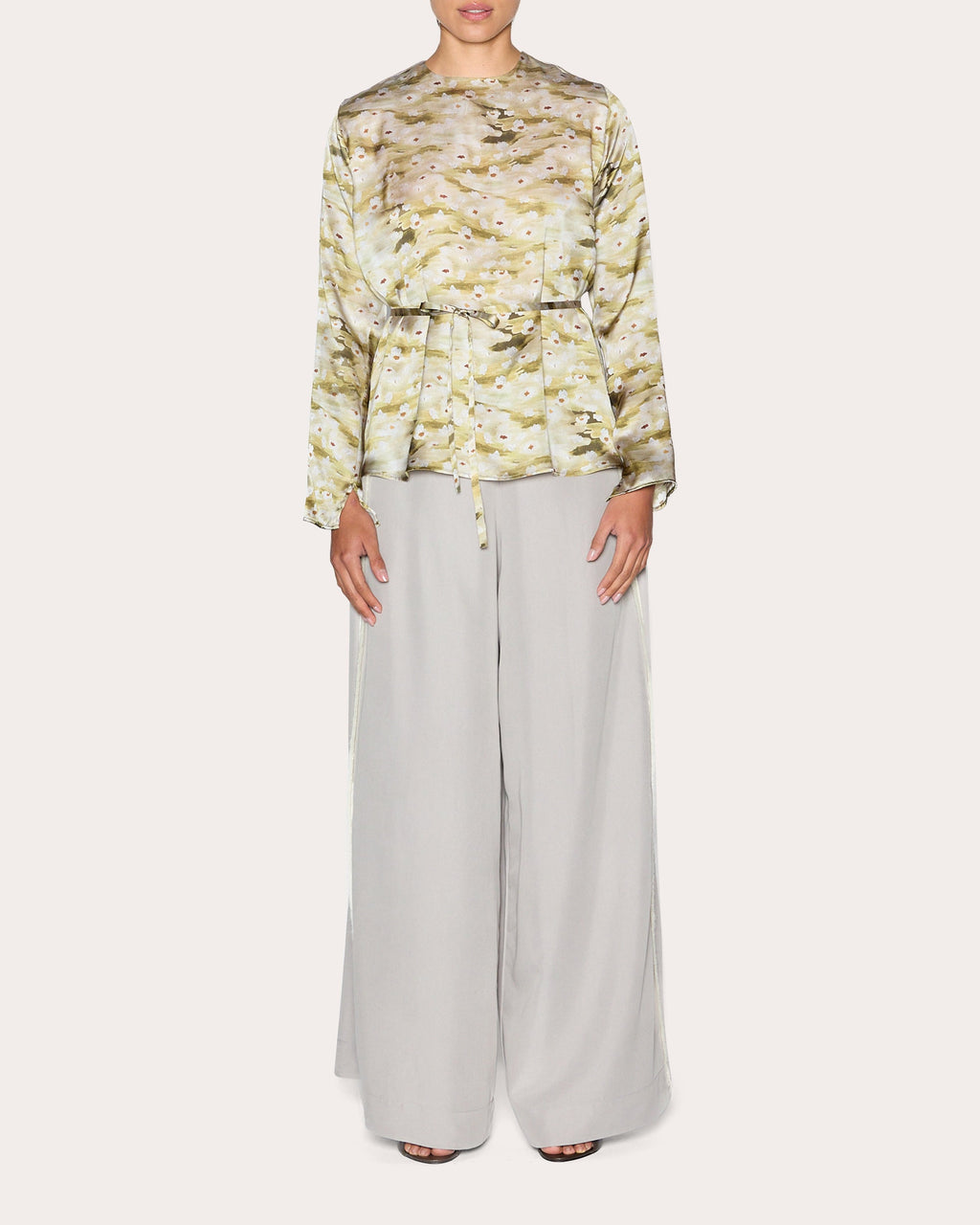 Wholesome Floral Silk Long-Sleeve Top