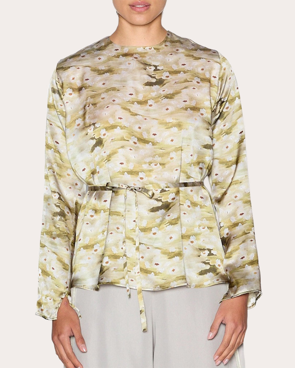 Wholesome Floral Silk Long-Sleeve Top