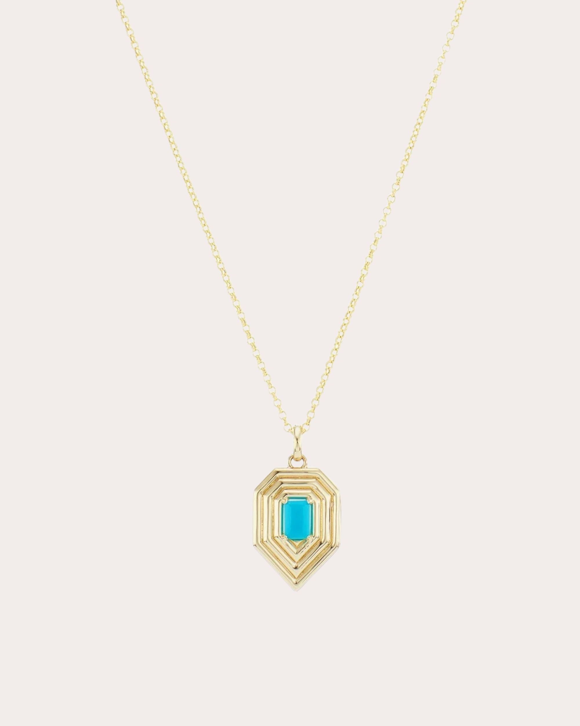Revival 14K Gold Turquoise Teardrop Pendant Necklace