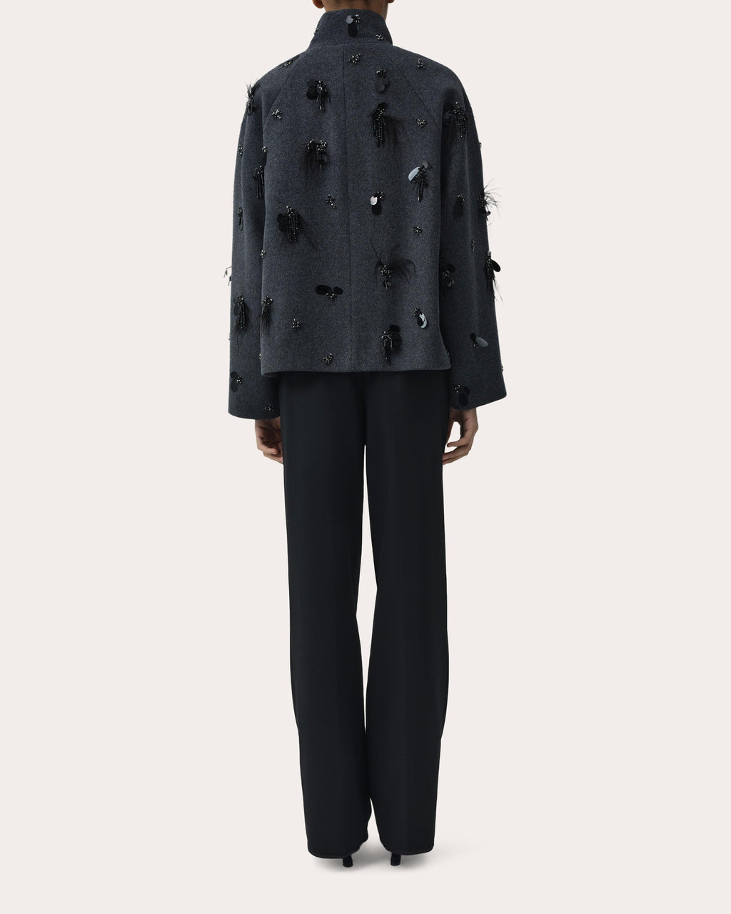Siena Embellished Wool Funnel Jacket