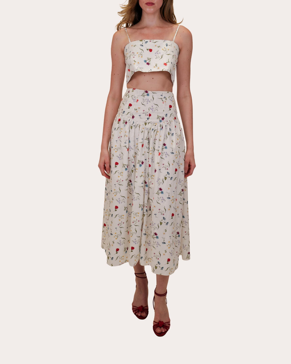 Walton Floral Cotton Poplin Crop Top