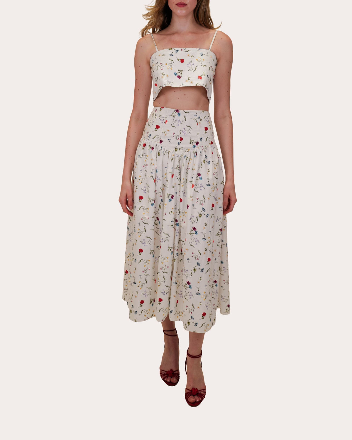 Walton Floral Cotton Poplin Crop Top