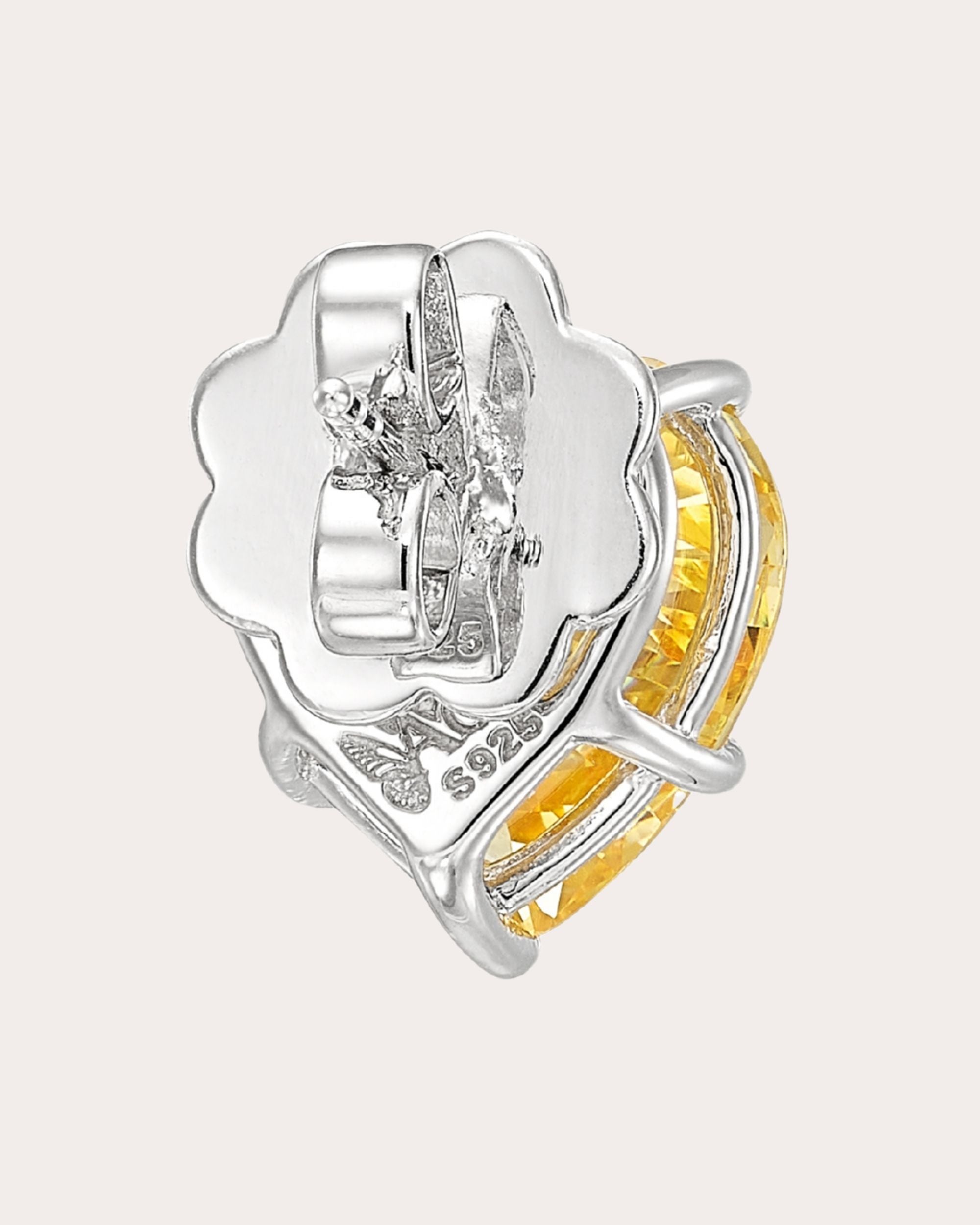 Canary Diamond Heart Stud Earrings