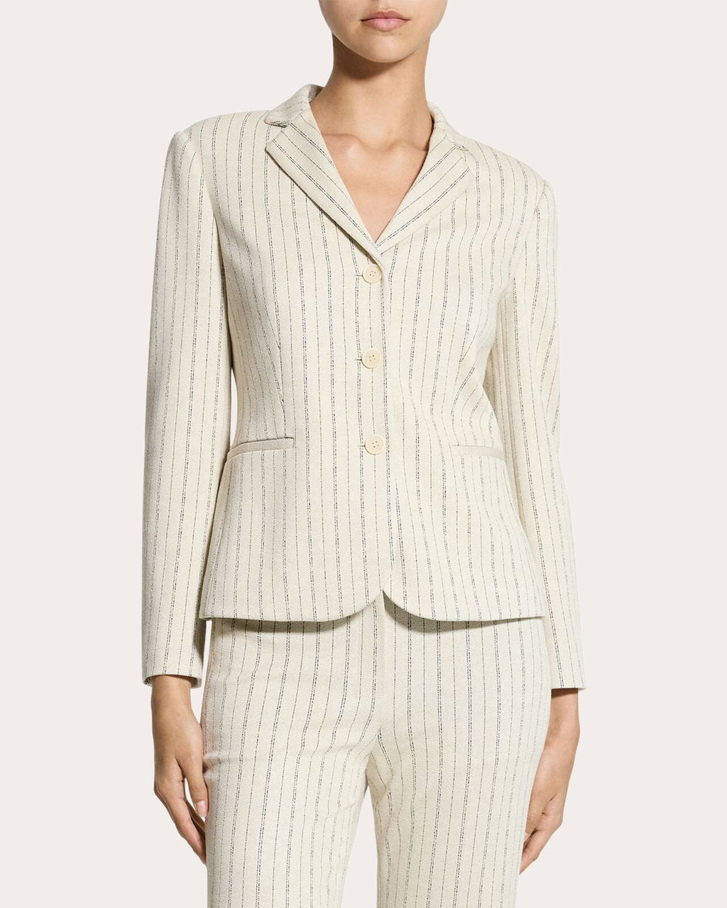 Stripe Shrunken Single-Breasted Blazer