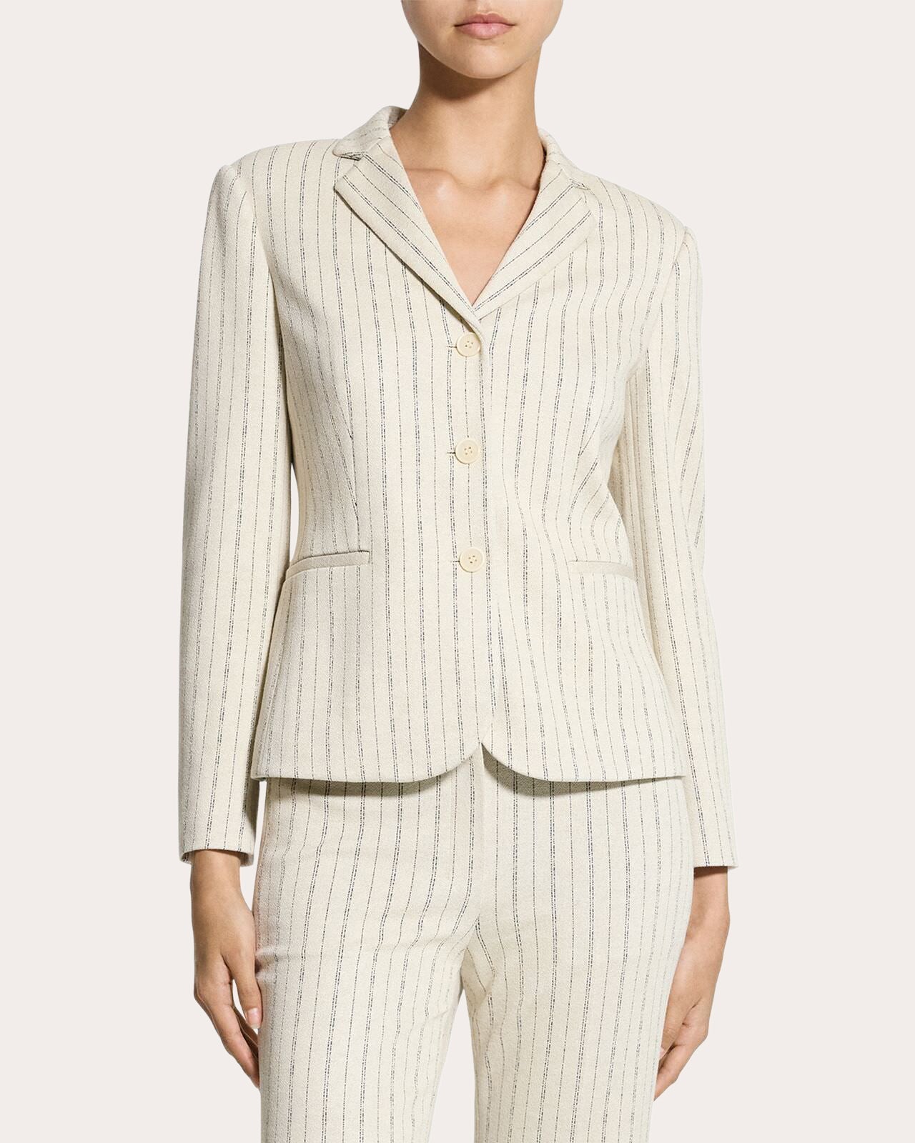 Stripe Shrunken Single-Breasted Blazer