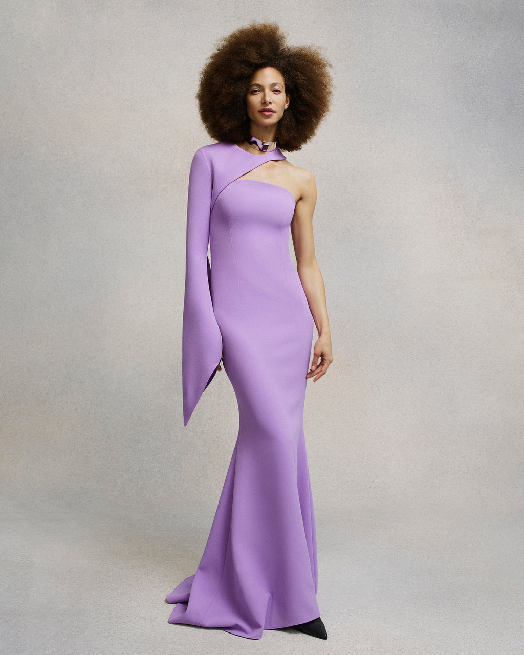 Raha Asymmetric Stretch-Crepe Gown